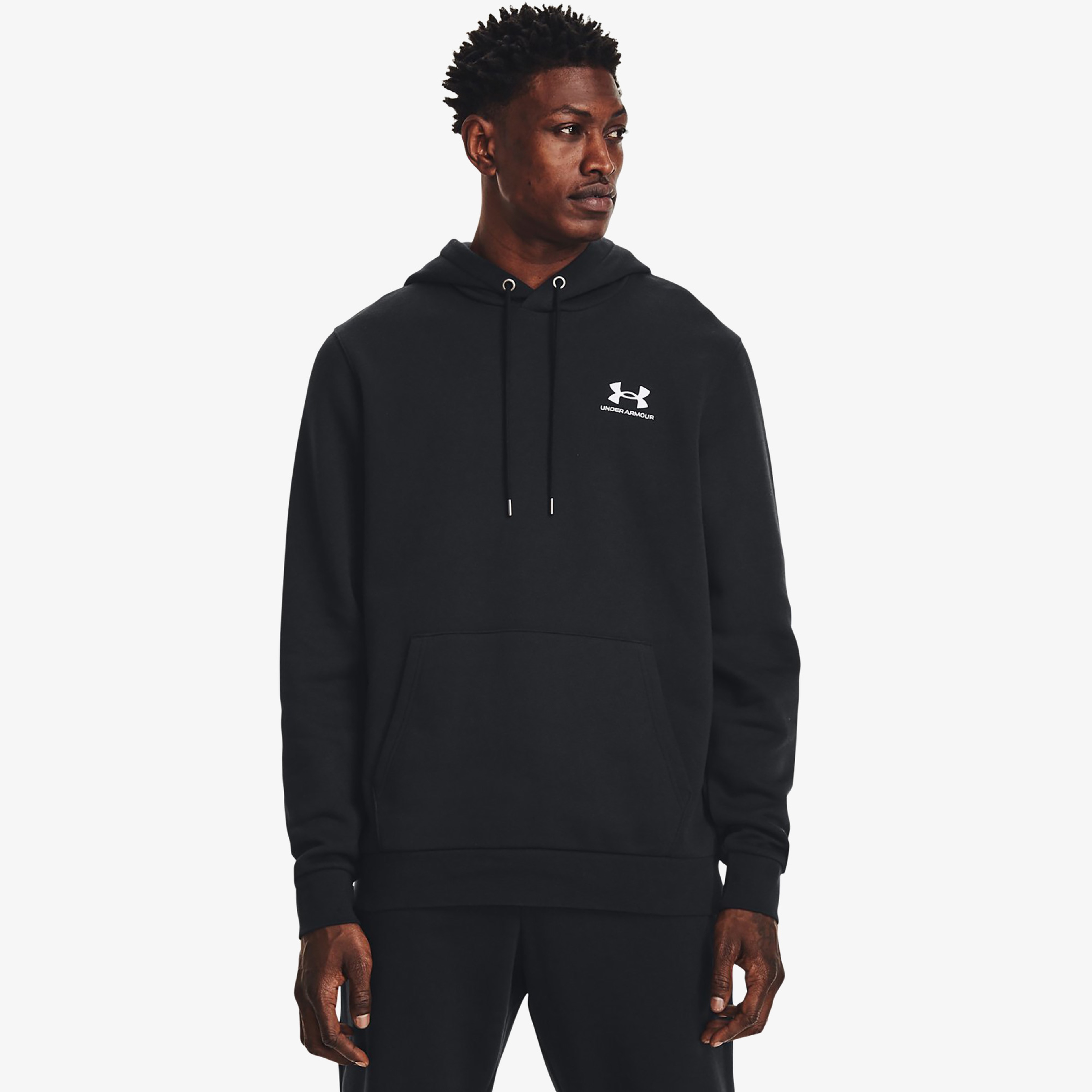 Under Armour Essential Fleece Hoodie Erkek Siyah Sweatshirt