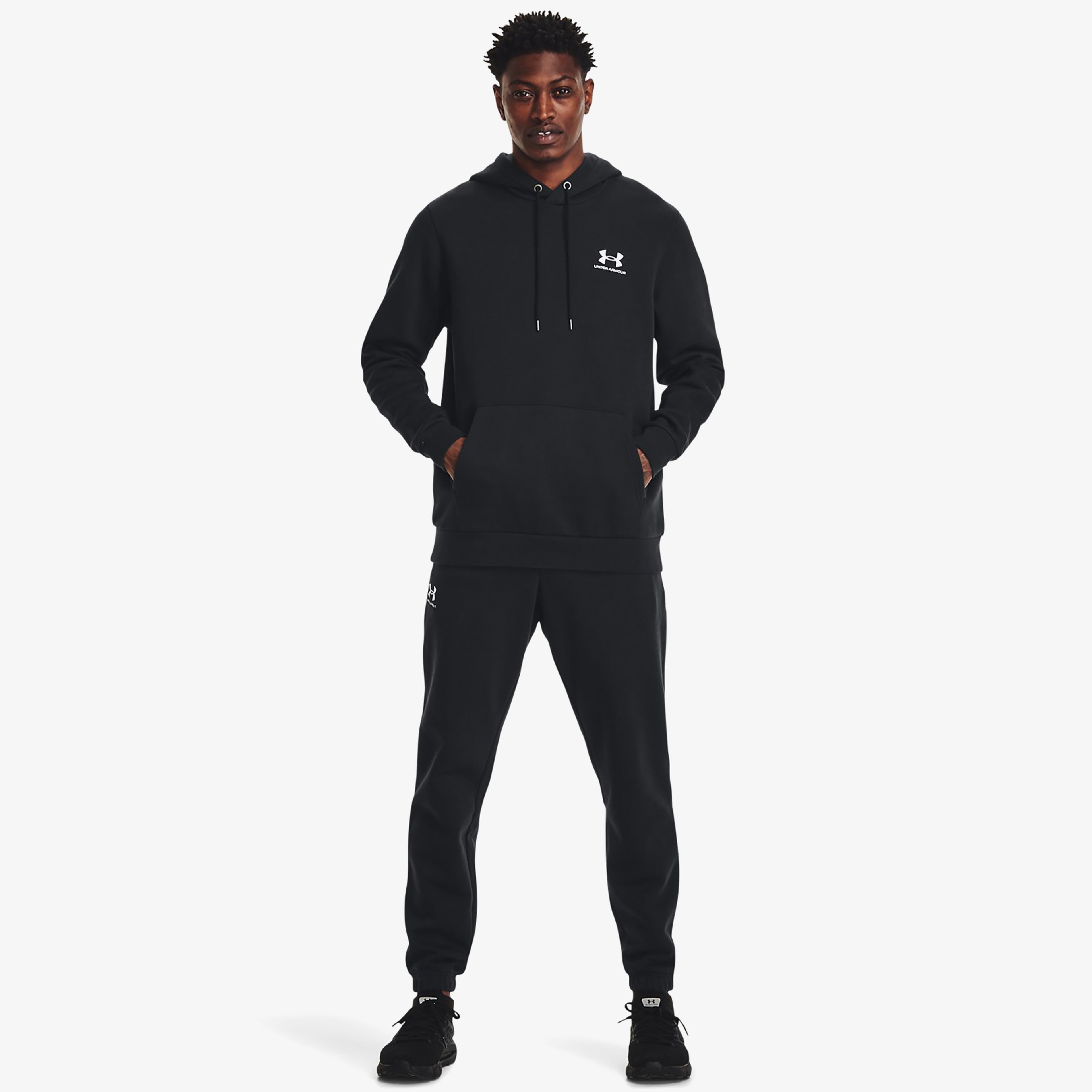 Under Armour Essential Fleece Hoodie Erkek Siyah Sweatshirt