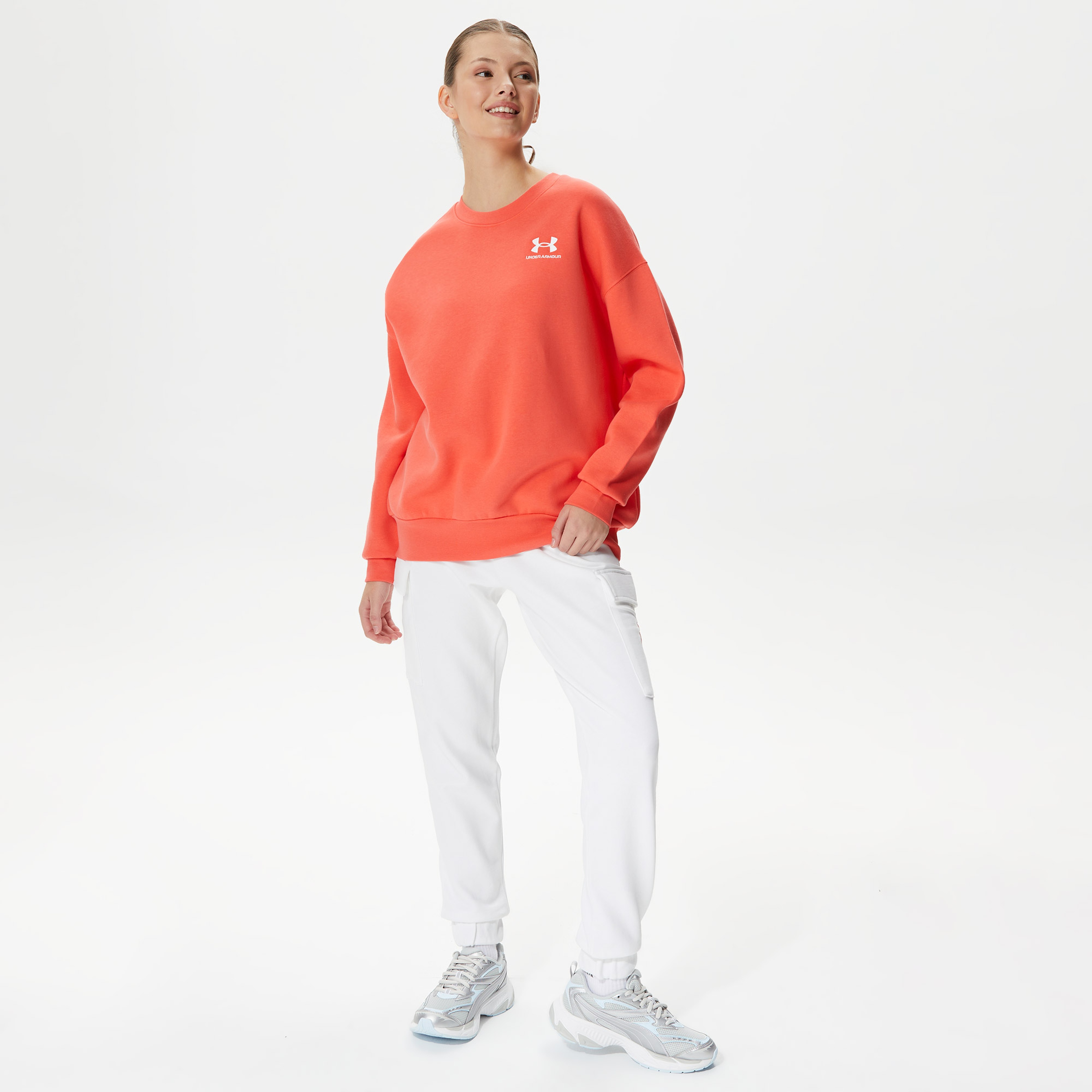 Under Armour Essential Fleece Kadın Kırmızı  Günlük Sweatshirt