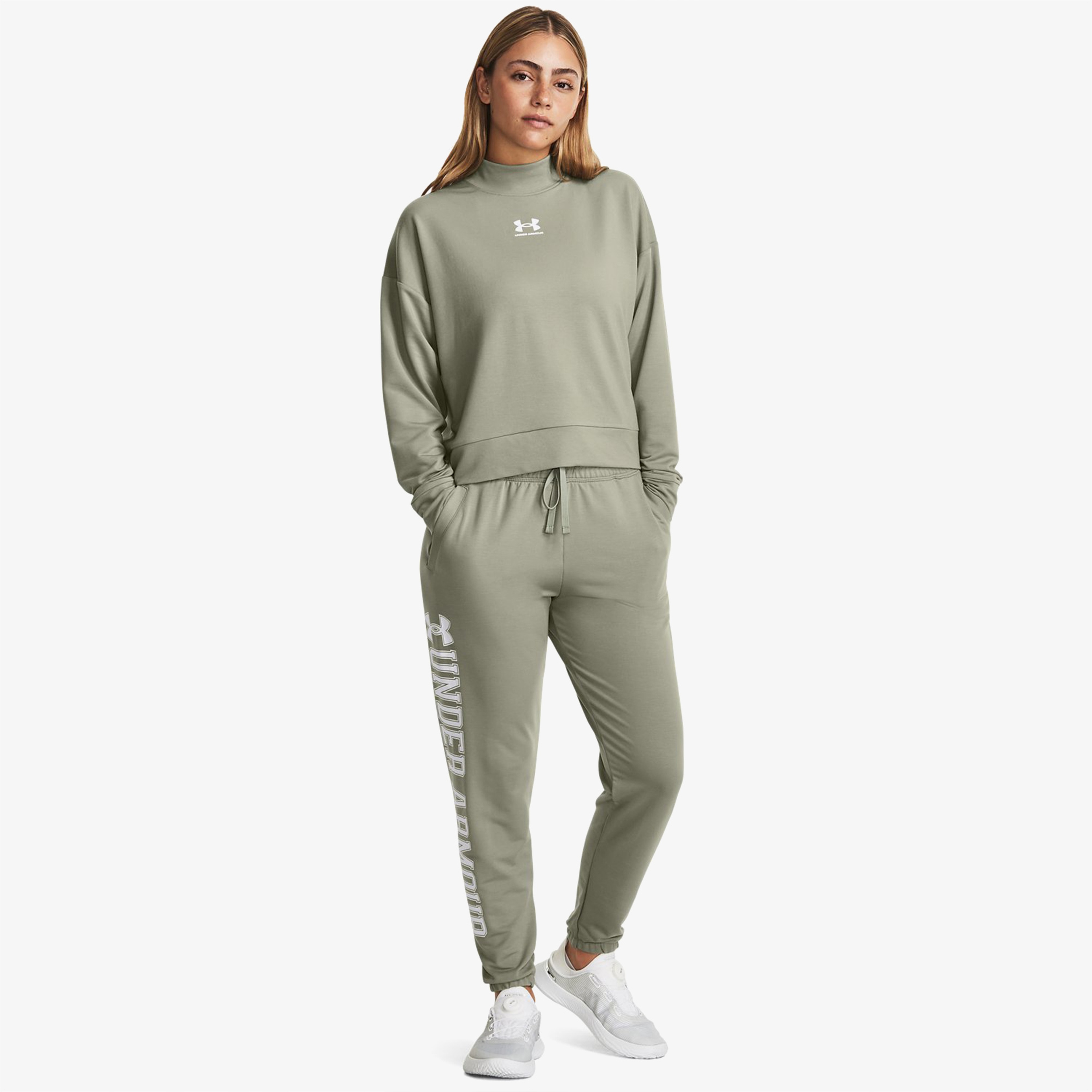 Under Armour Rival Terry Mock Kadın Yeşil Günlük Sweatshirt