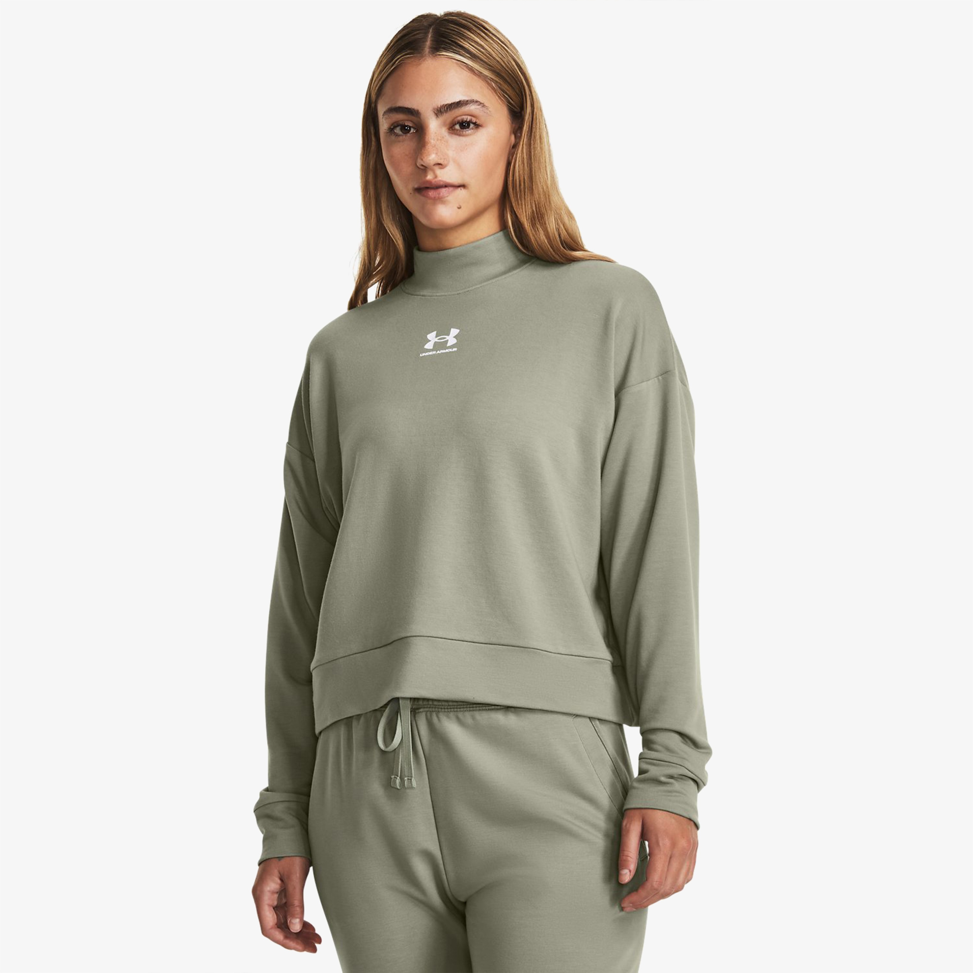 Under Armour Rival Terry Mock Kadın Yeşil Günlük Sweatshirt