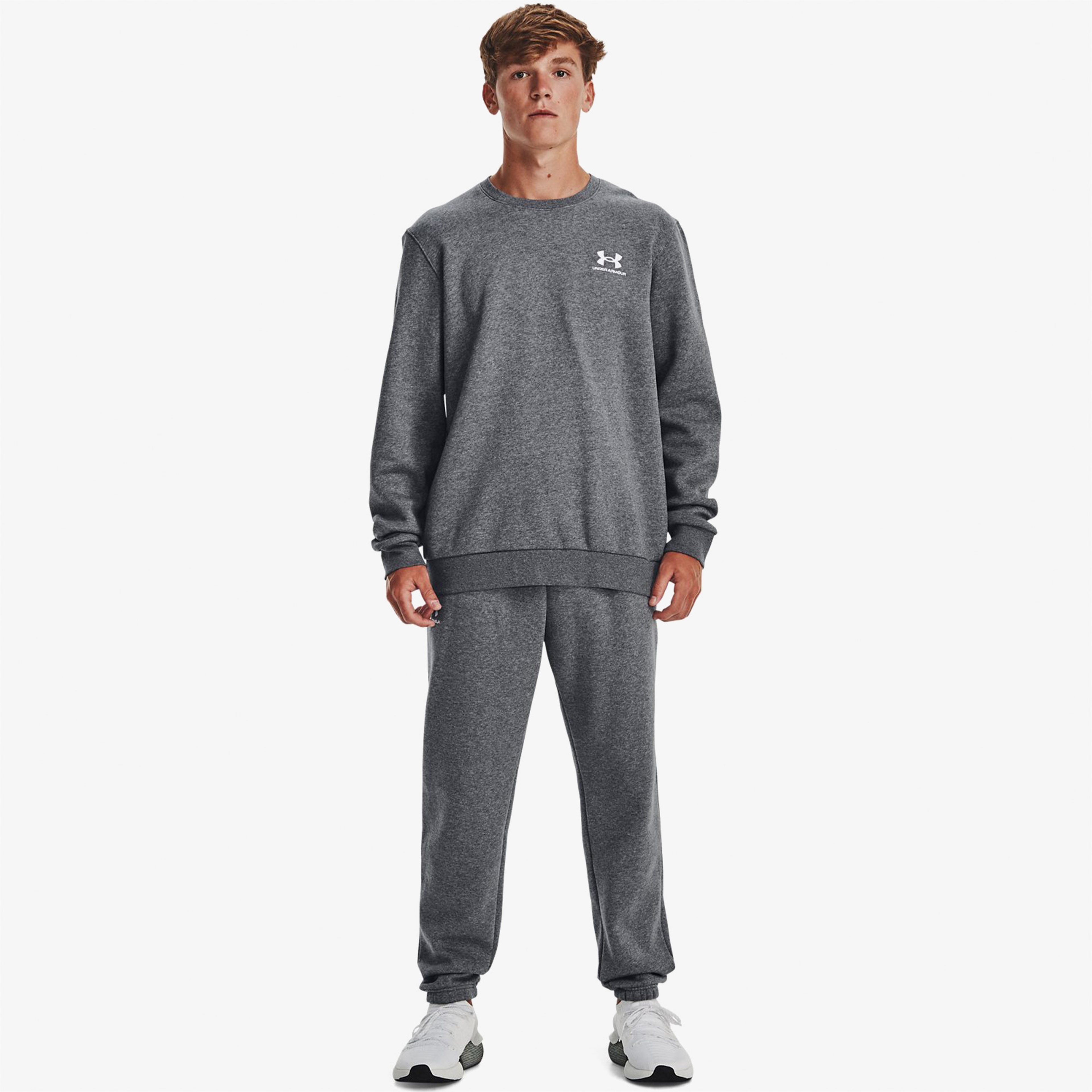 Under Armour Essential Fleece Bisiklet Yaka Erkek Gri Sweatshirt