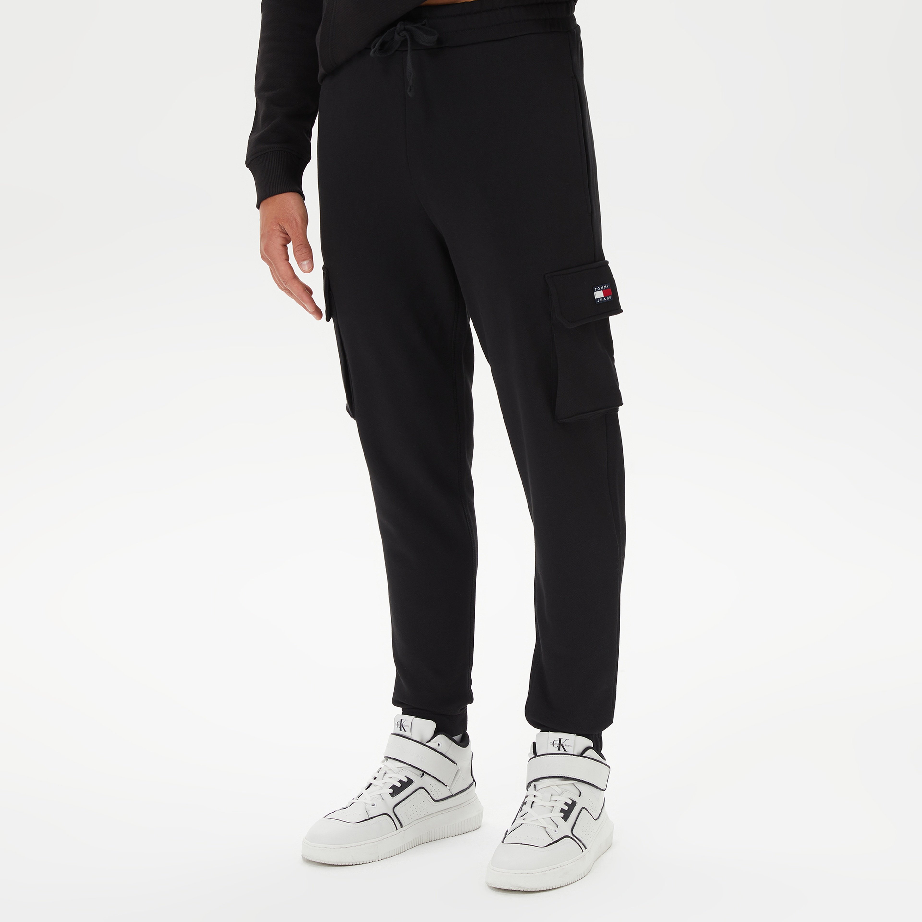 Tommy Hilfiger Reg Xs Badge Cargo Erkek Siyah Eşofman Altı