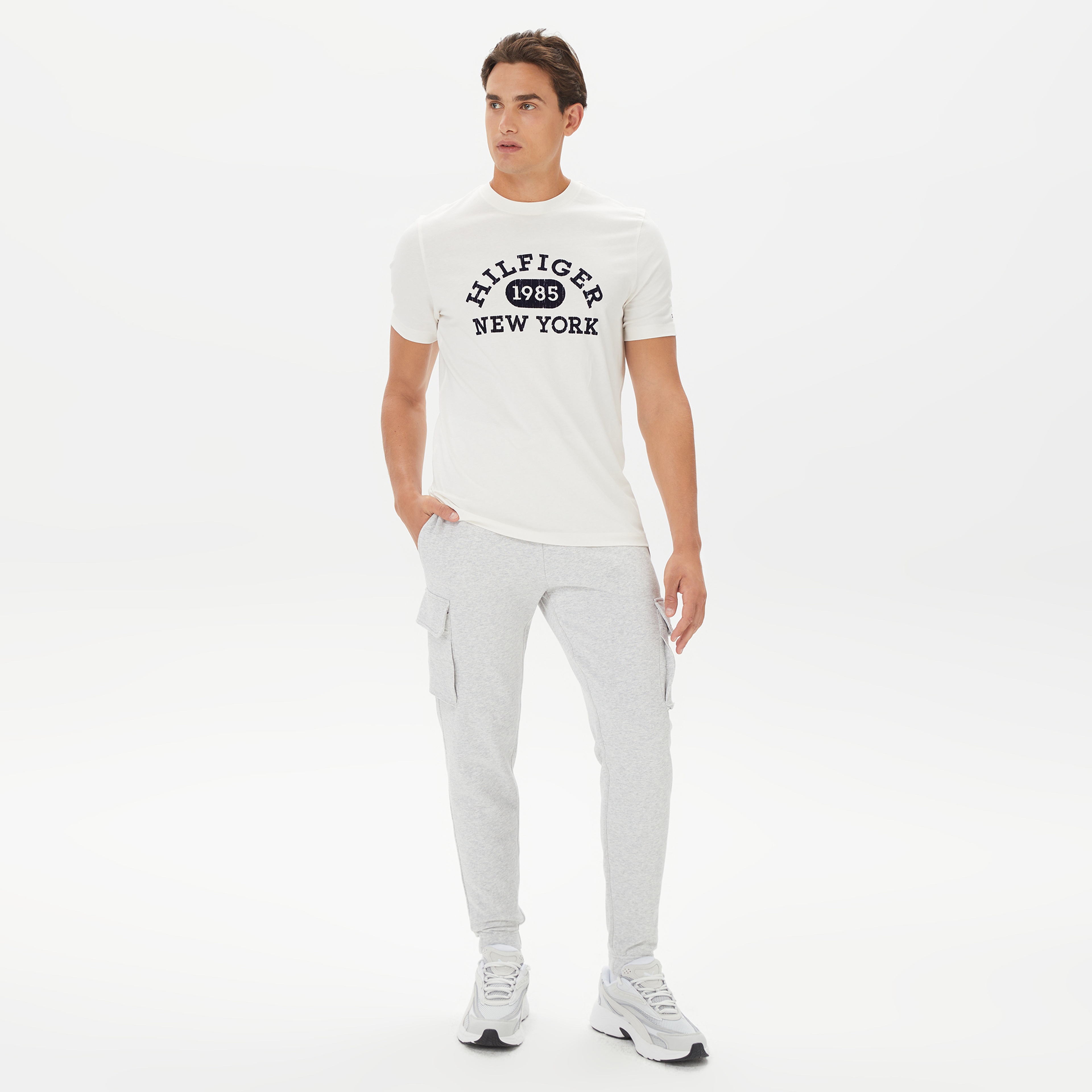 Tommy Hilfiger Reg Xs Badge Cargo Erkek Beyaz Eşofman Altı