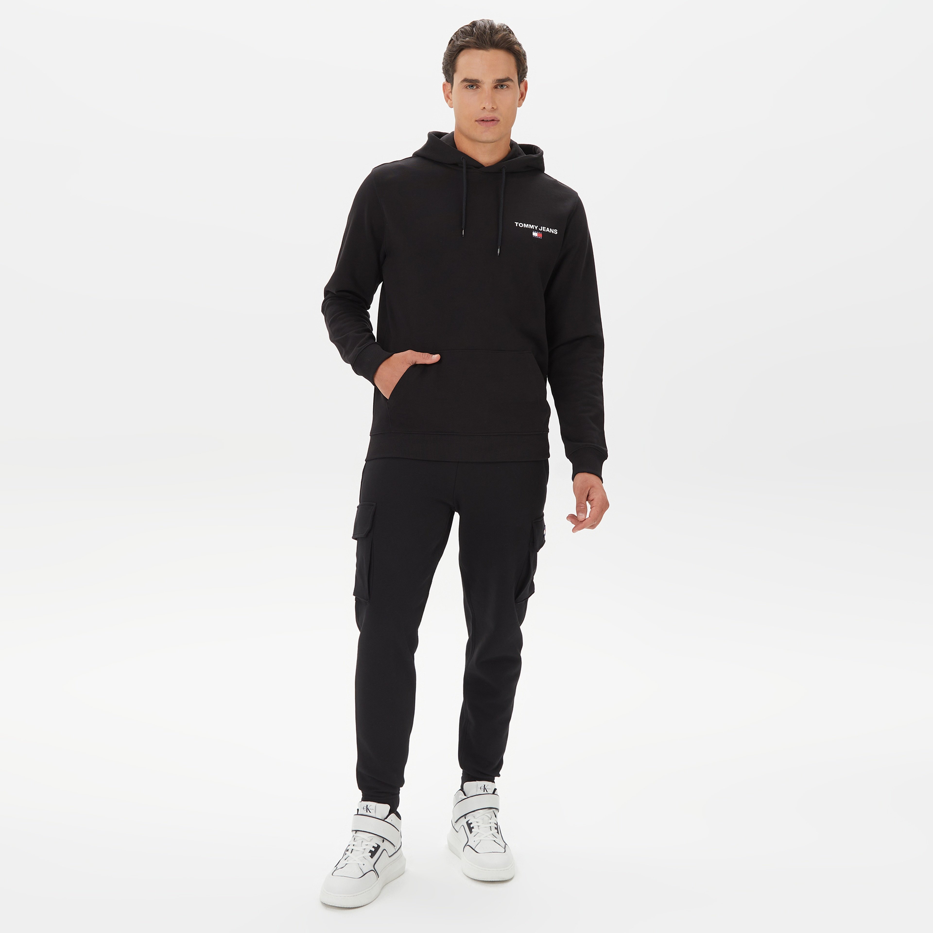 Tommy Hilfiger Reg Xs Badge Cargo Erkek Siyah Eşofman Altı