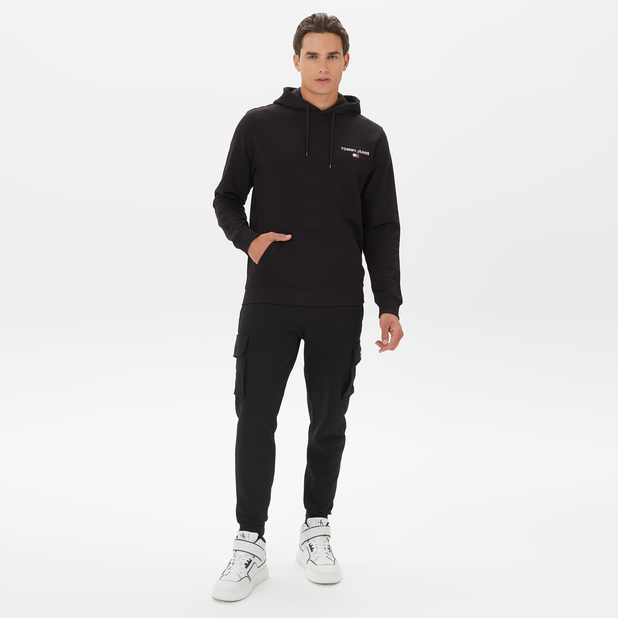 Tommy Hilfiger Reg Xs Badge Cargo Erkek Siyah Eşofman Altı