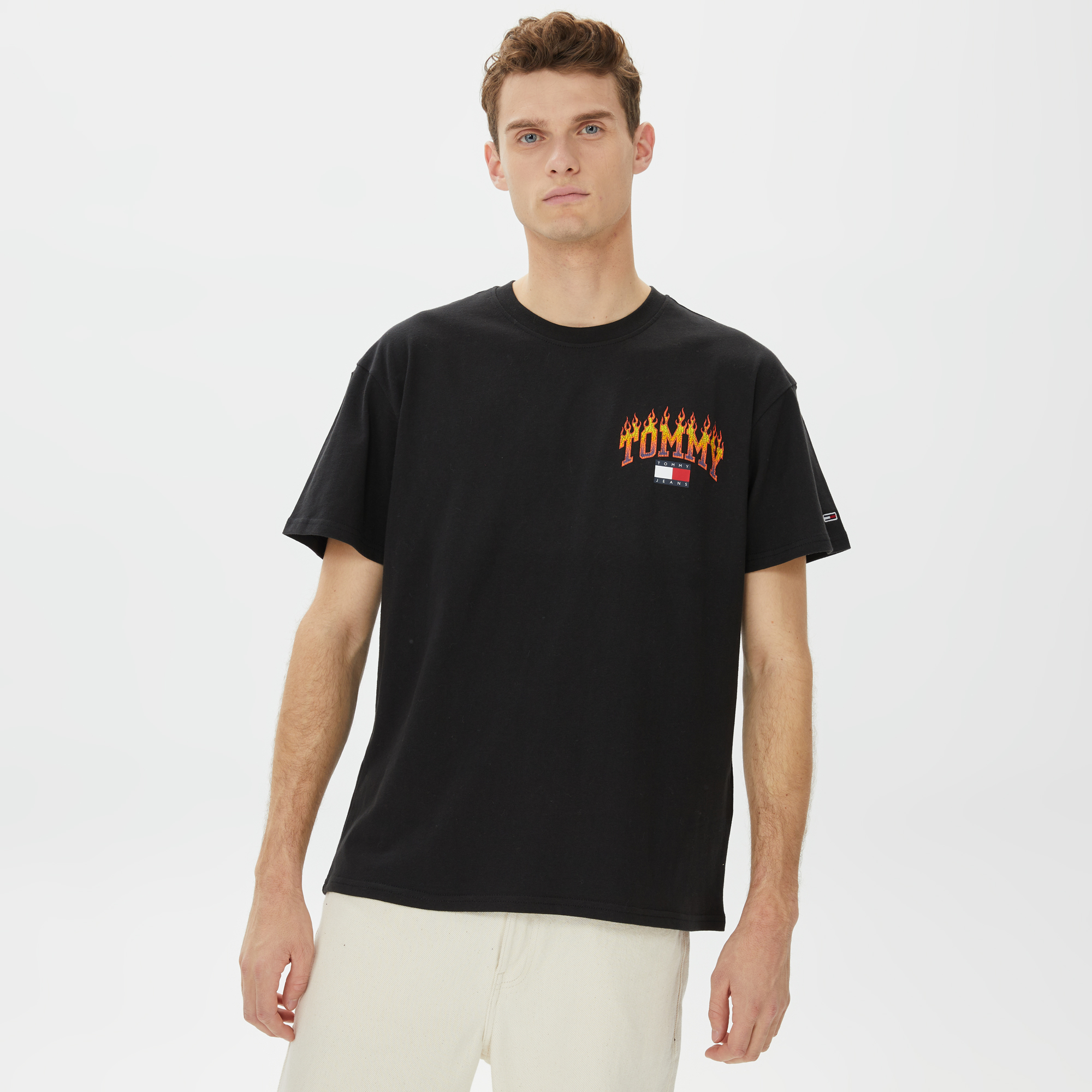 Tommy Hilfiger Relax Vintage Flame Erkek Siyah T-Shirt
