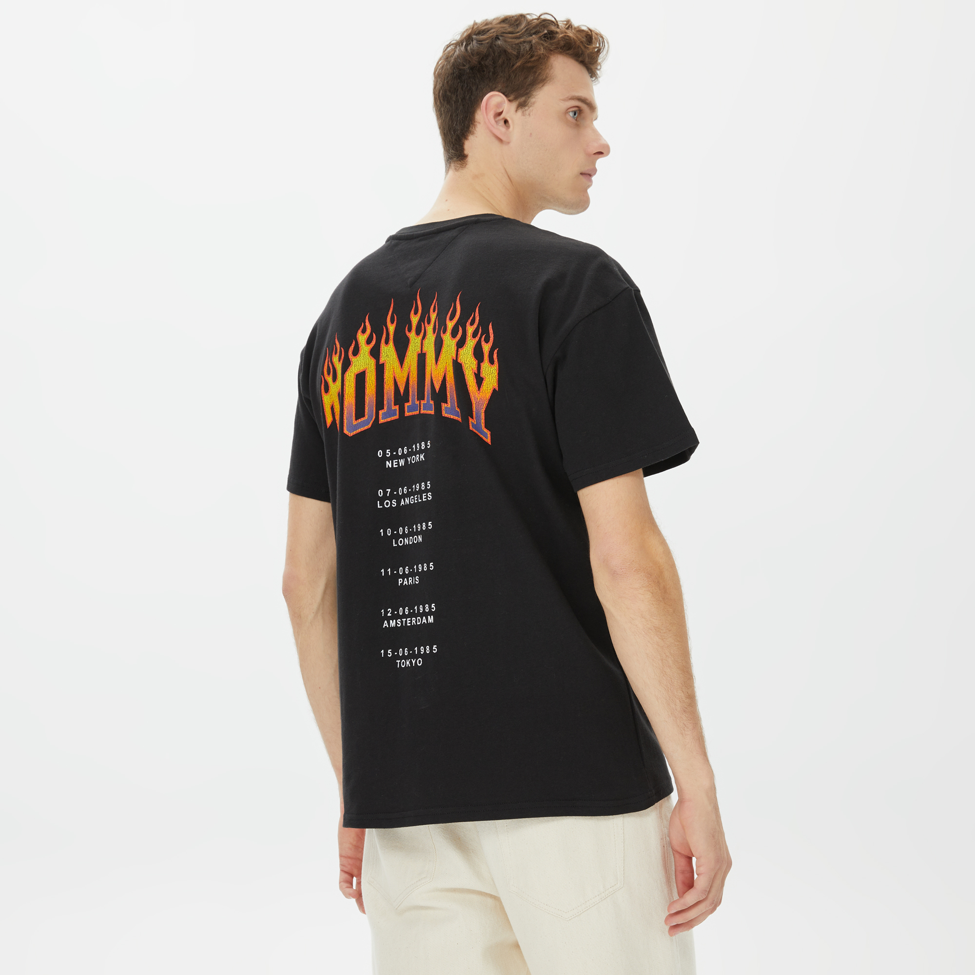 Tommy Hilfiger Relax Vintage Flame Erkek Siyah T-Shirt