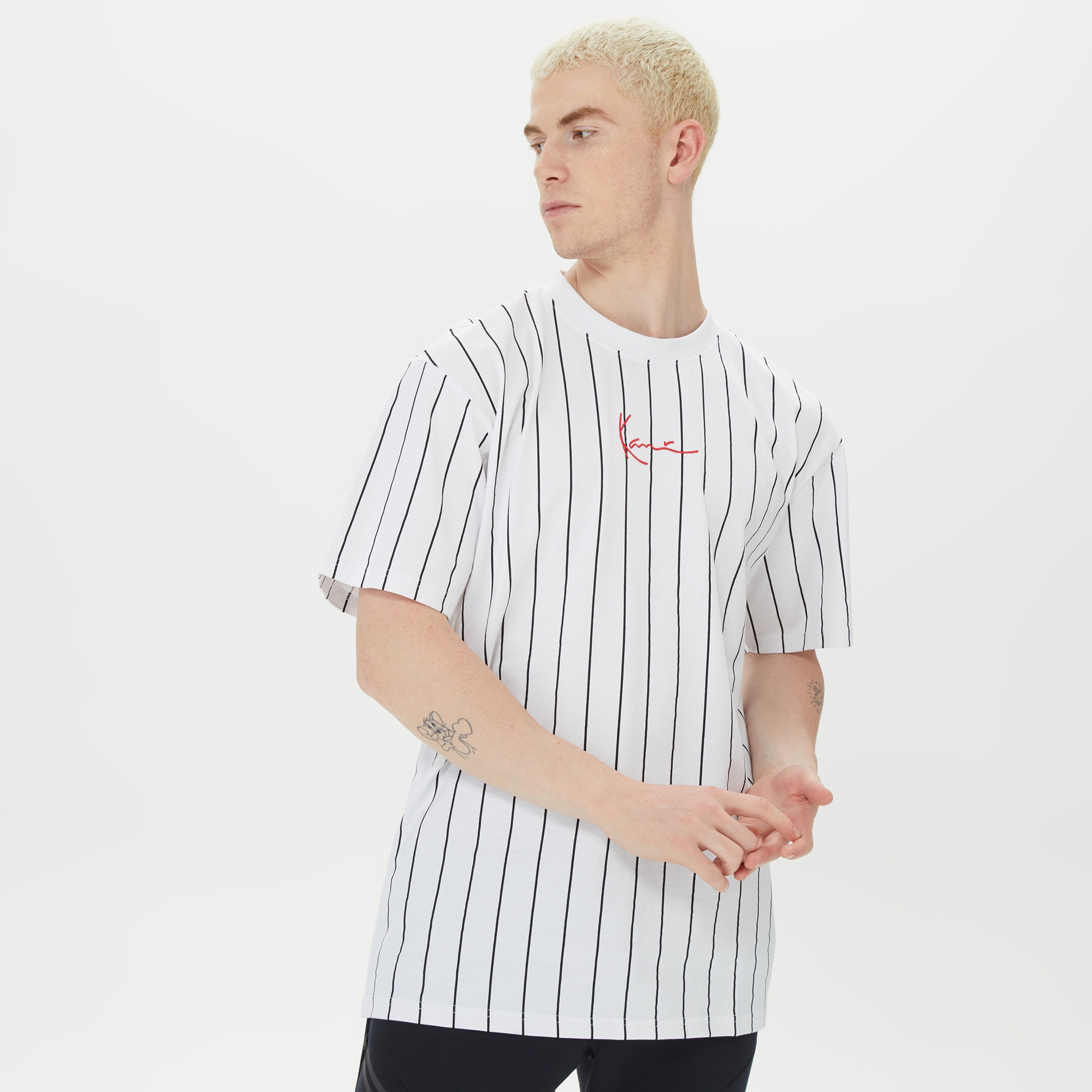 Karl Kani Small PinStripe Erkek Beyaz T-Shirt