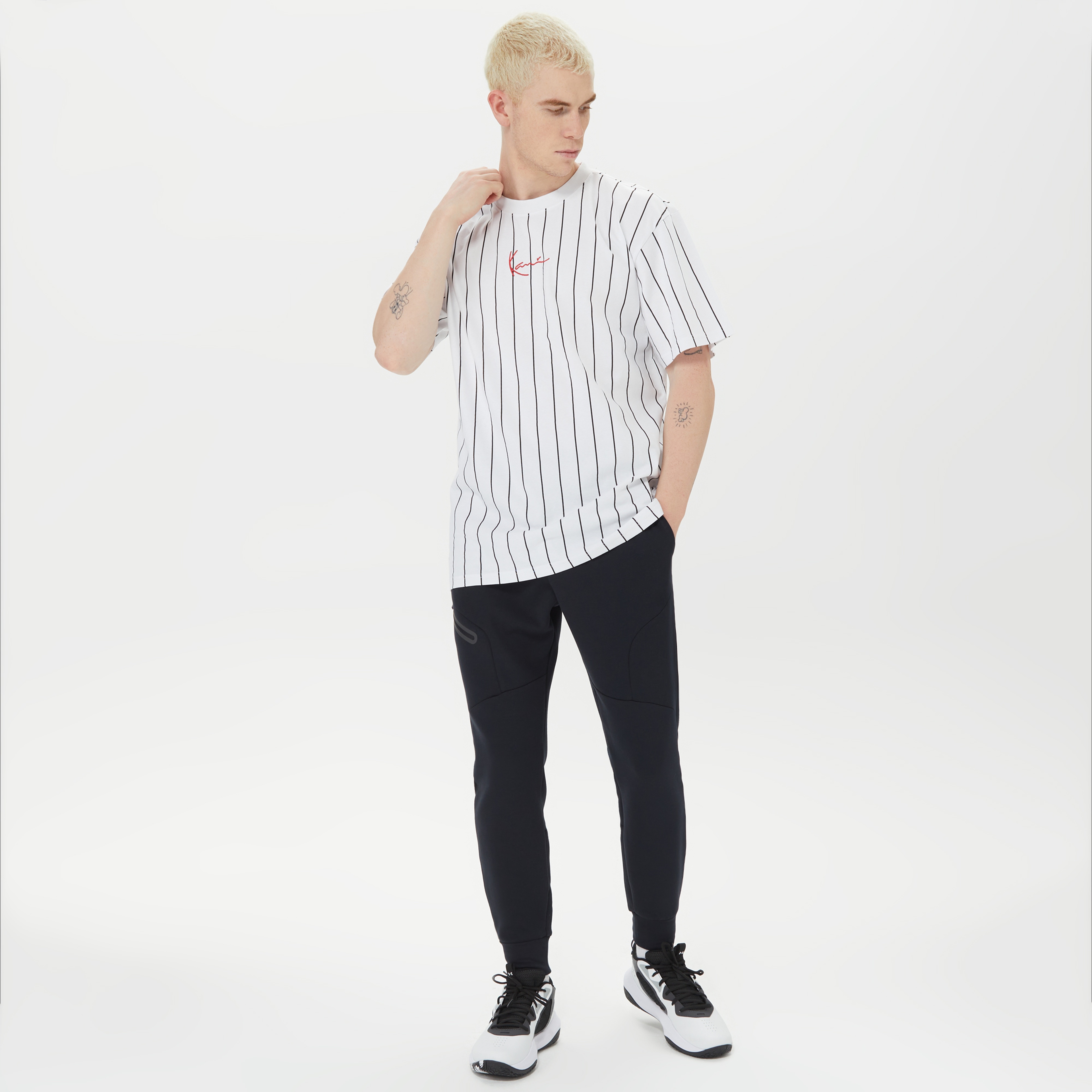 Karl Kani Small PinStripe Erkek Beyaz T-Shirt