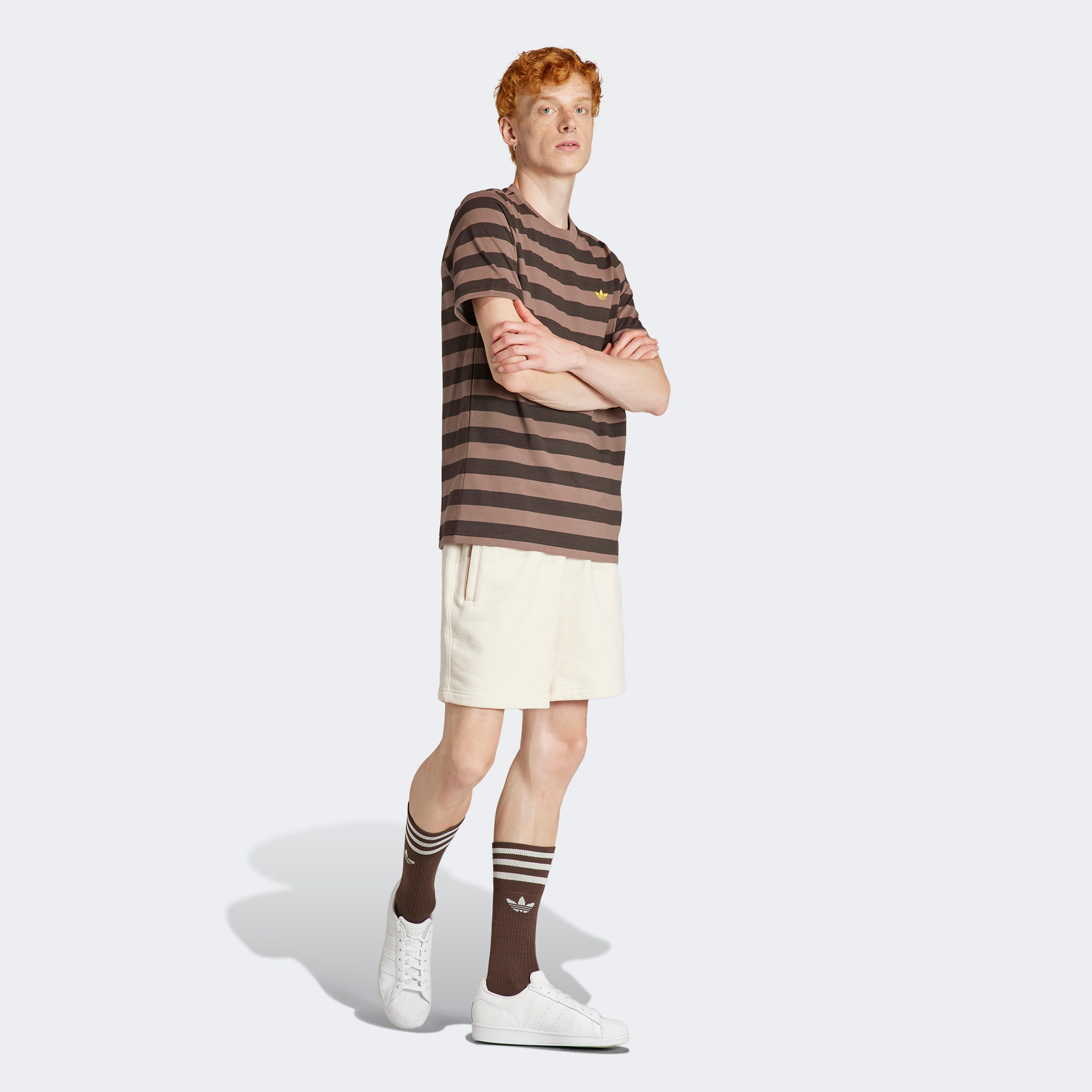 adidas Striped Originals Erkek Kahverengi T-Shirt