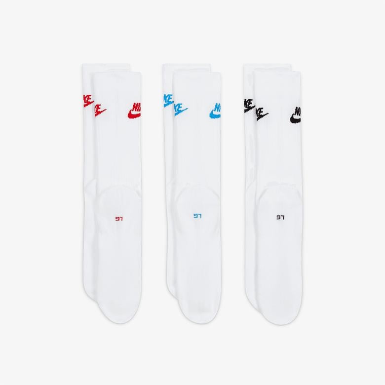 Nike Sportswear Everyday Essential Unisex 3'lü Beyaz Çorap