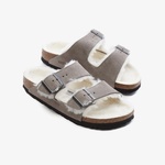 Birkenstock Suede Shearling Unisex Gri Terlik