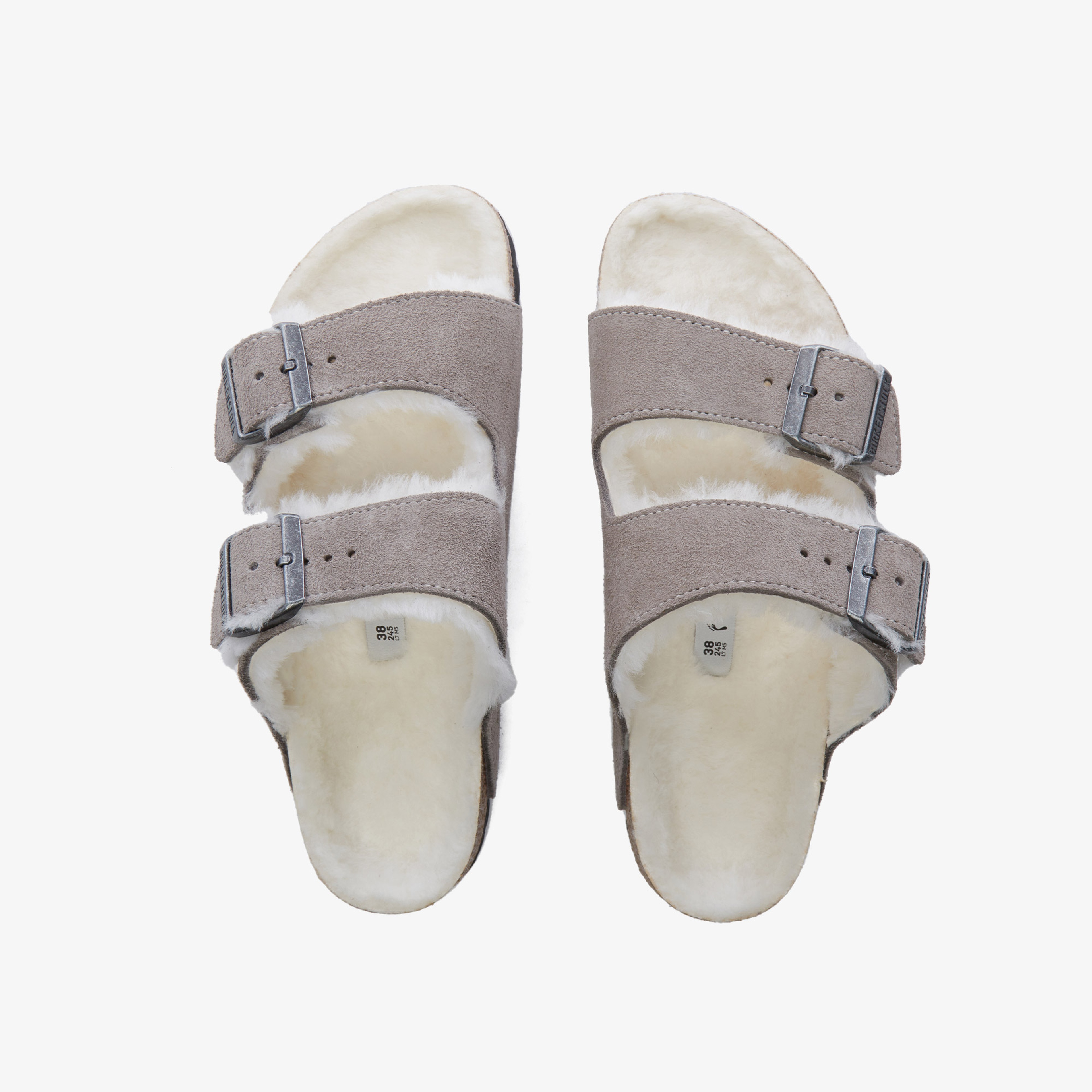 Birkenstock Suede Shearling Unisex Gri Terlik