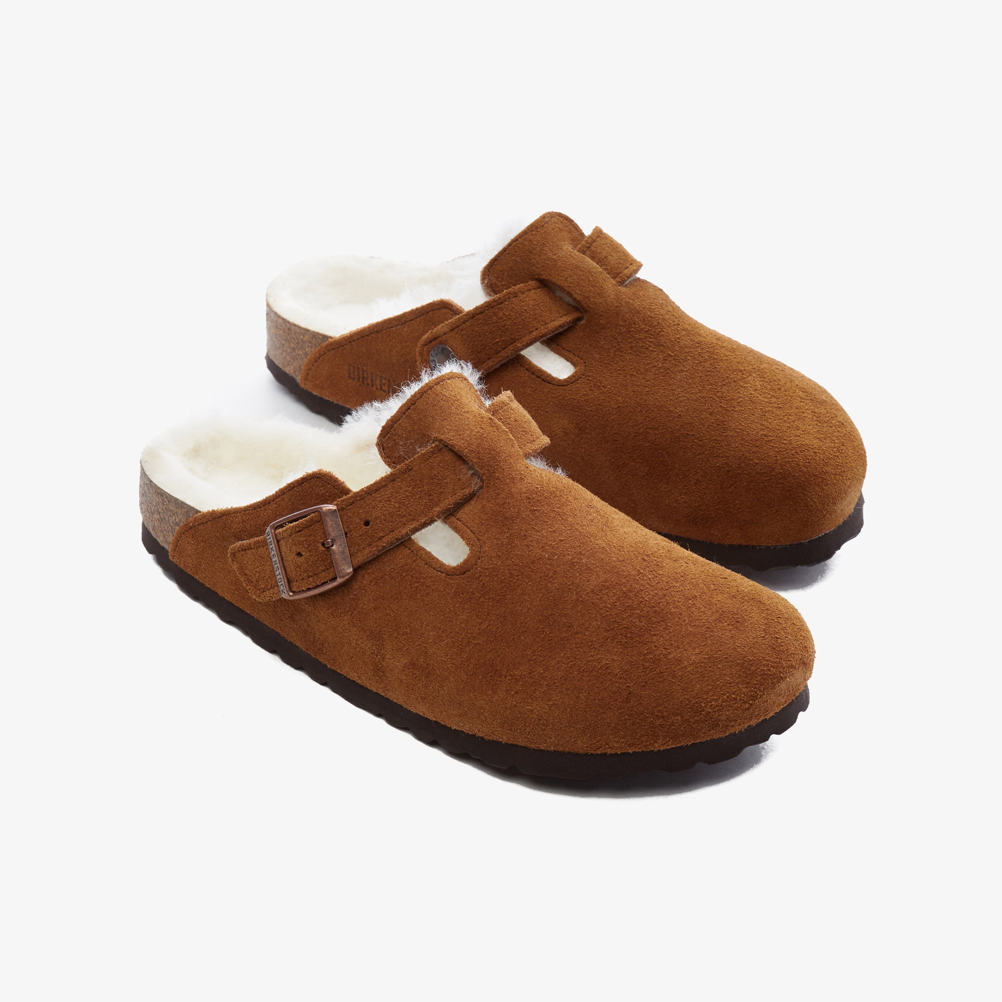 Birkenstock Suede Shearling Kadın Kahverengi Terlik