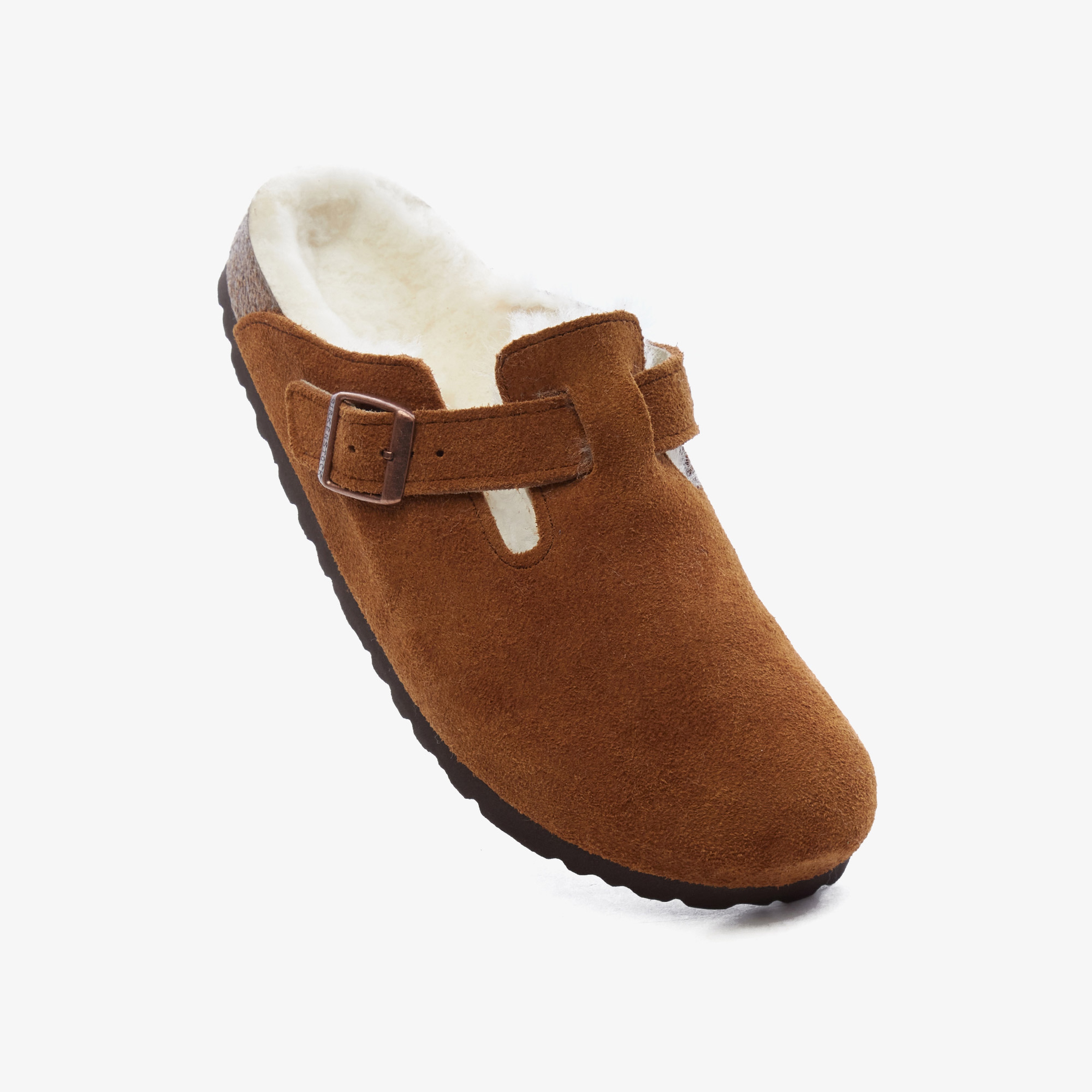 Birkenstock Suede Shearling Kadın Kahverengi Terlik