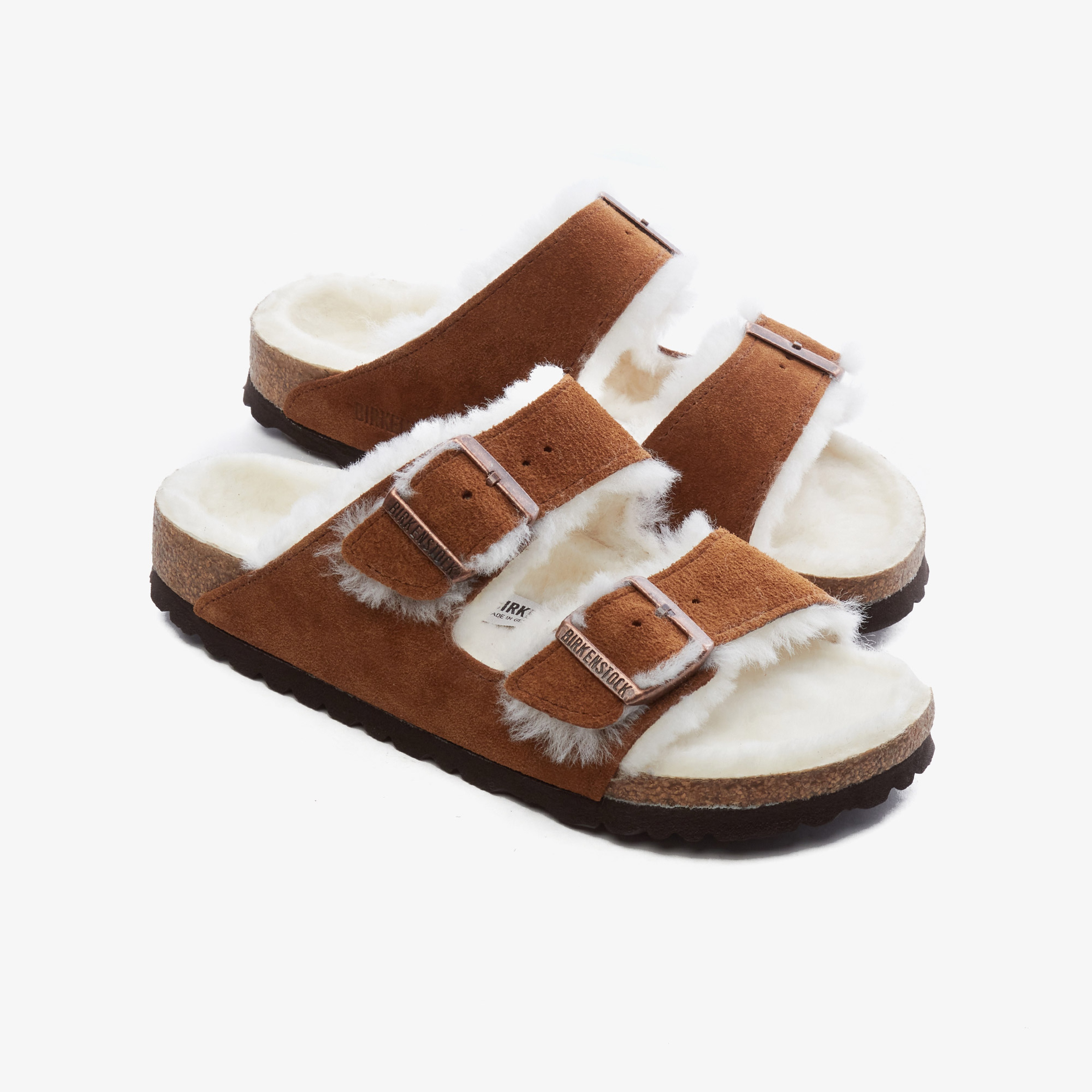Birkenstock Suede Shearling Unisex Kahverengi Terlik