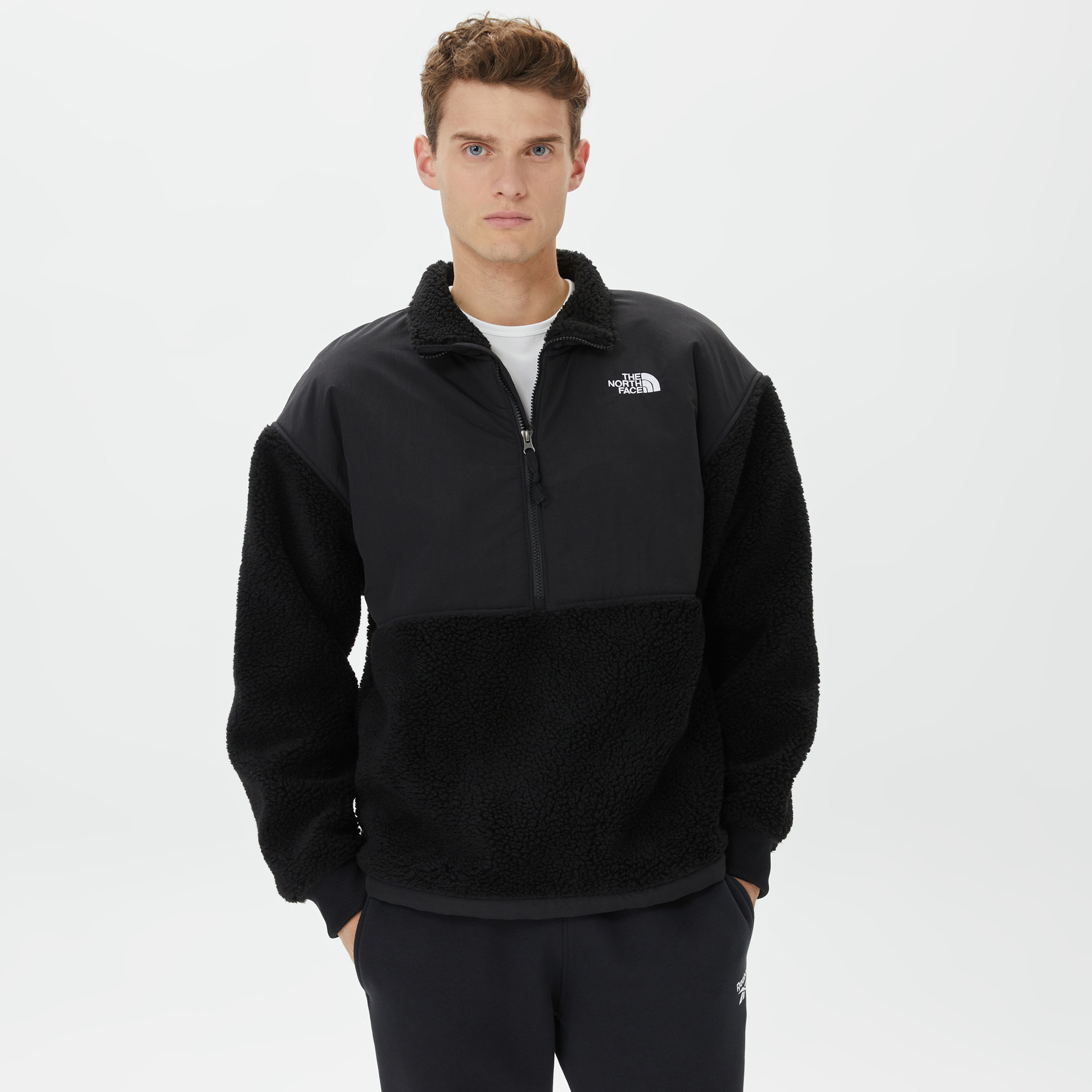 The North Face Platte High Pile Fleece 1/4 Erkek Siyah Sweatshirt