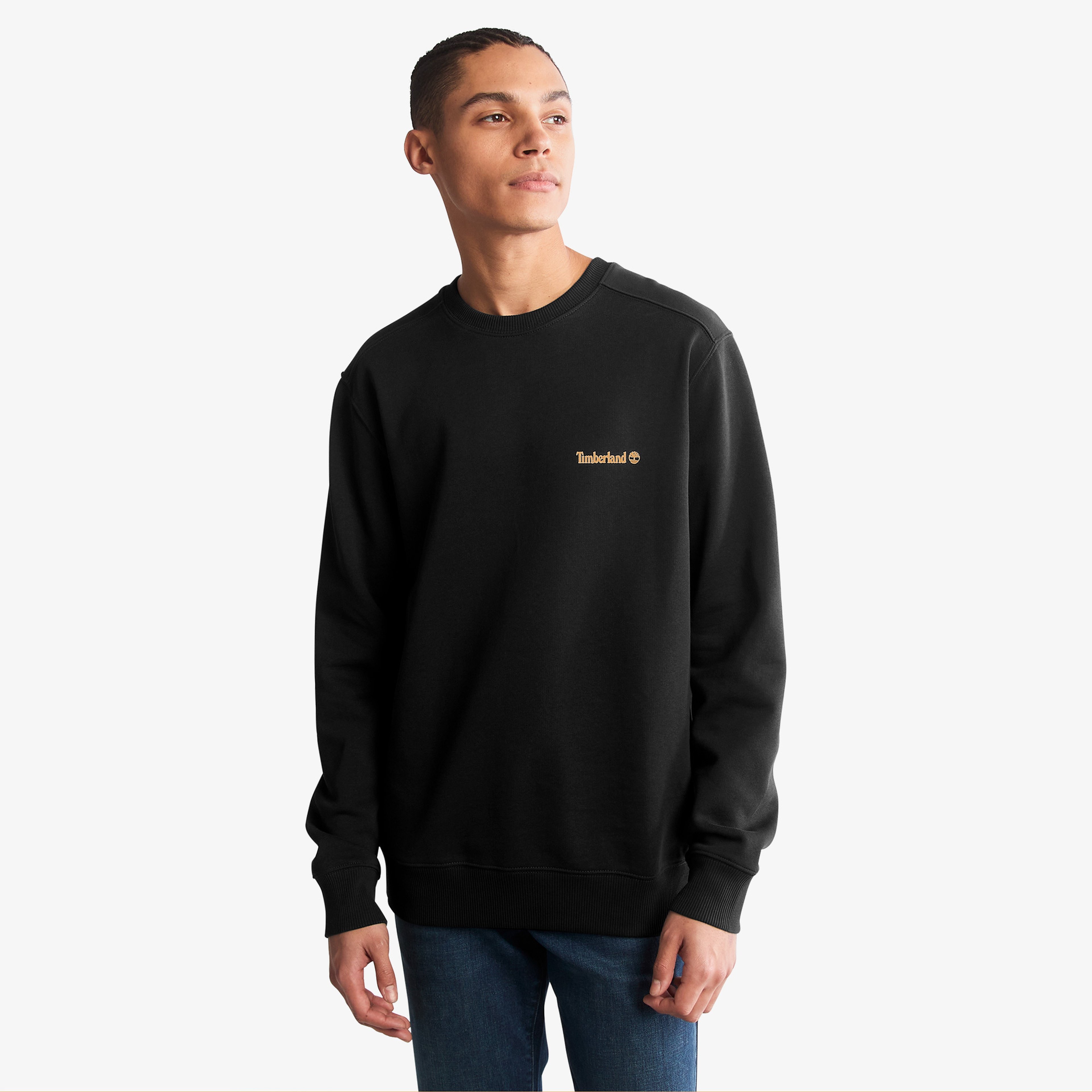 Timberland Small Logo Print Crew Neck Erkek Siyah Sweatshirt
