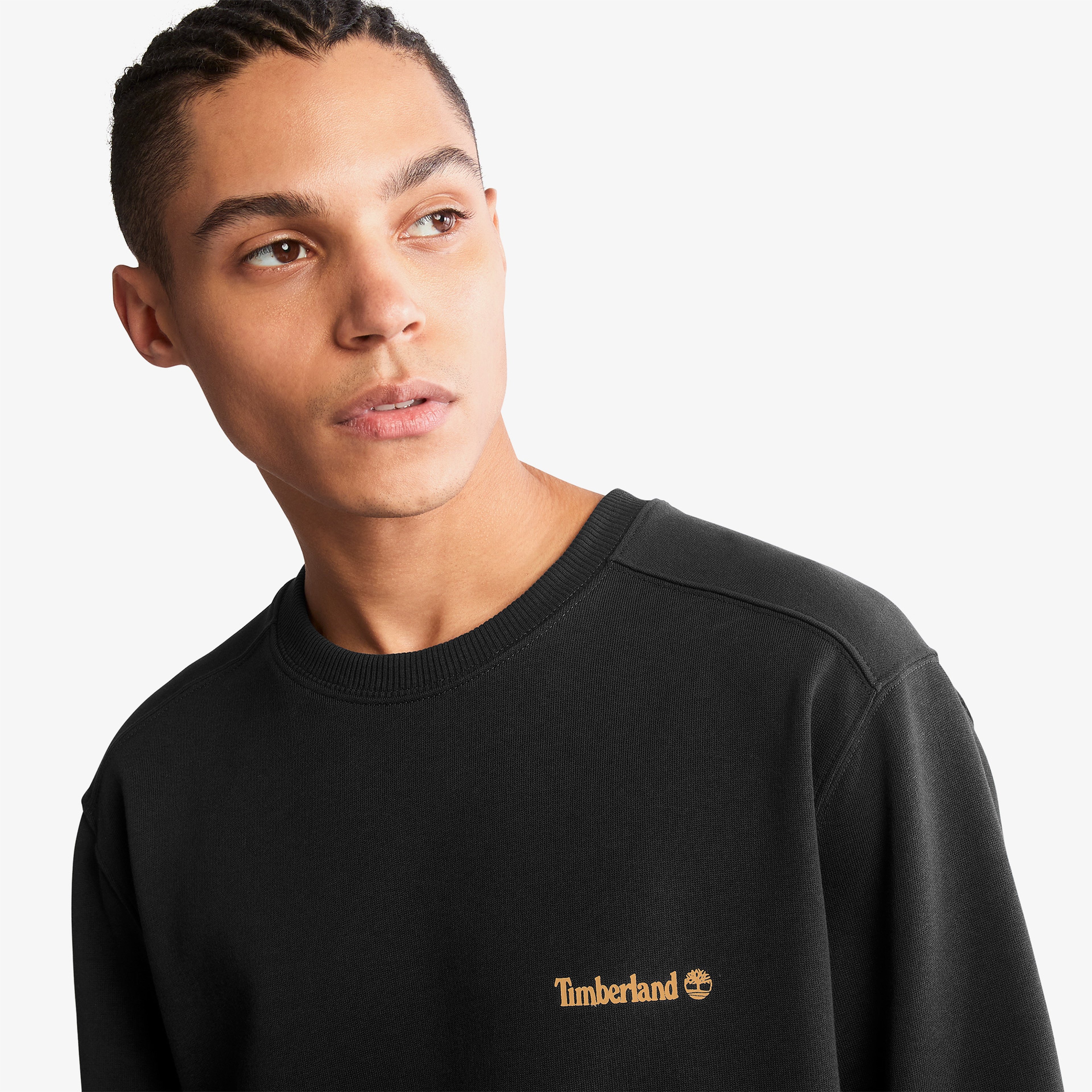 Timberland Small Logo Print Crew Neck Erkek Siyah Sweatshirt