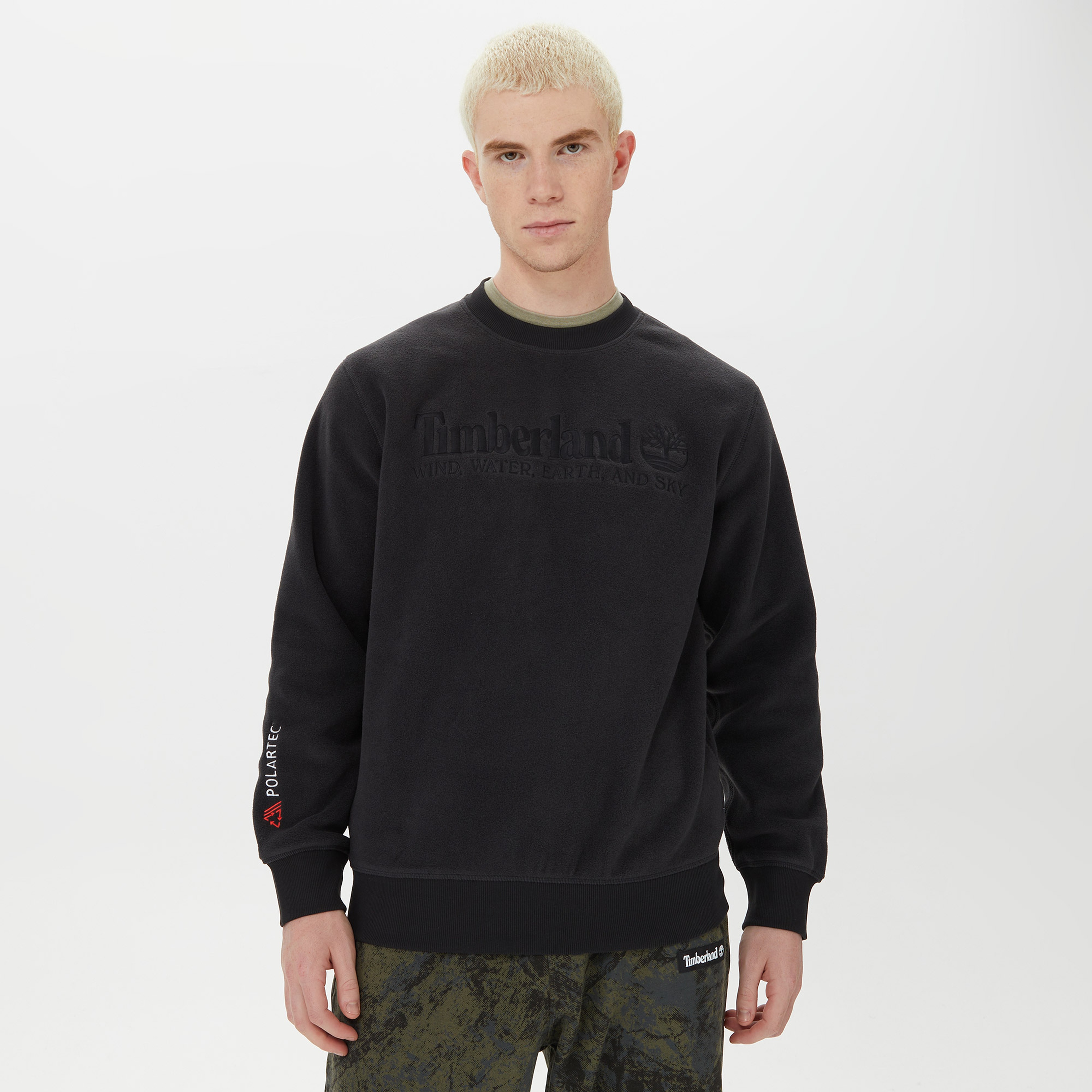 Timberland Linear Logo Crew Neck Erkek Siyah Sweatshirt