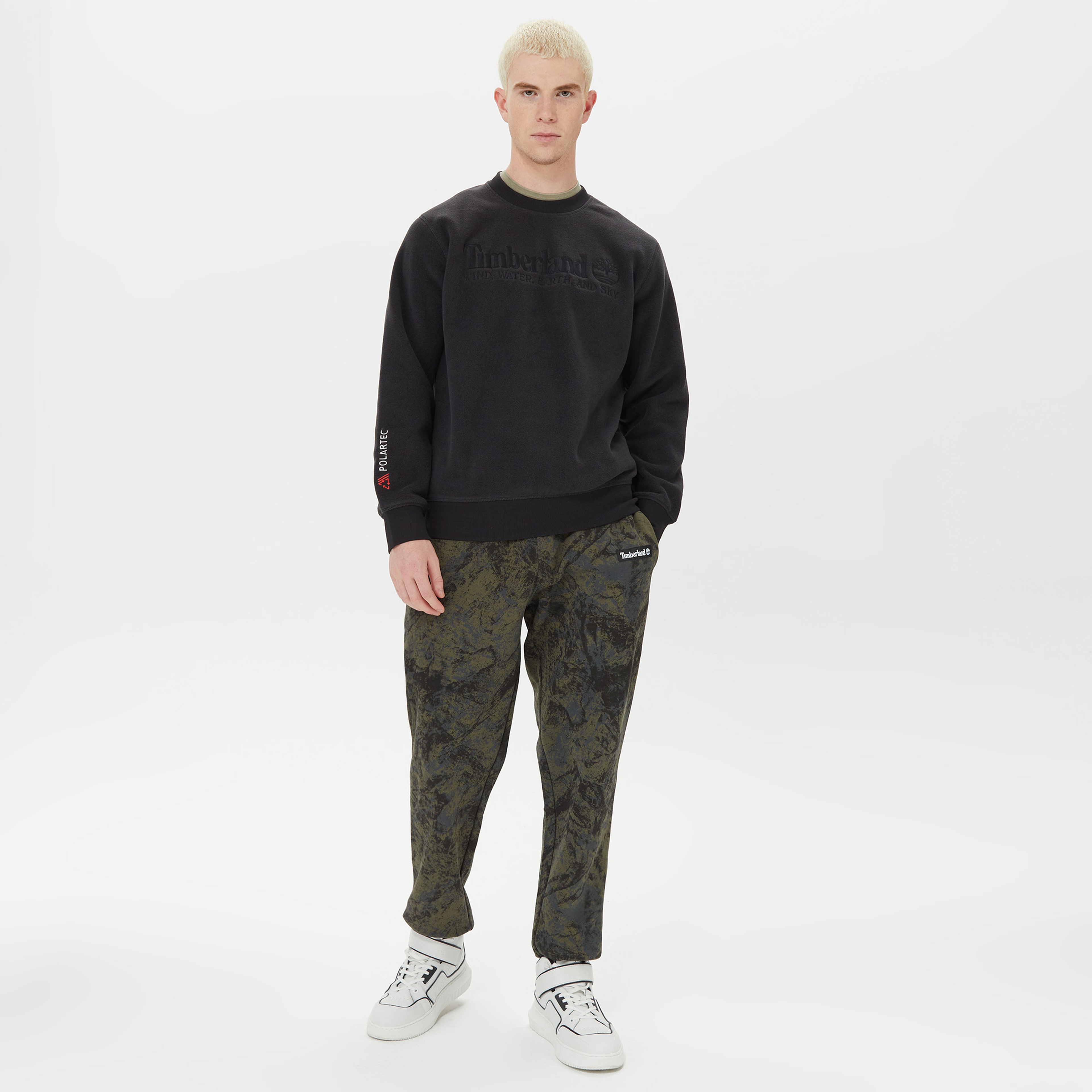 Timberland Linear Logo Crew Neck Erkek Siyah Sweatshirt