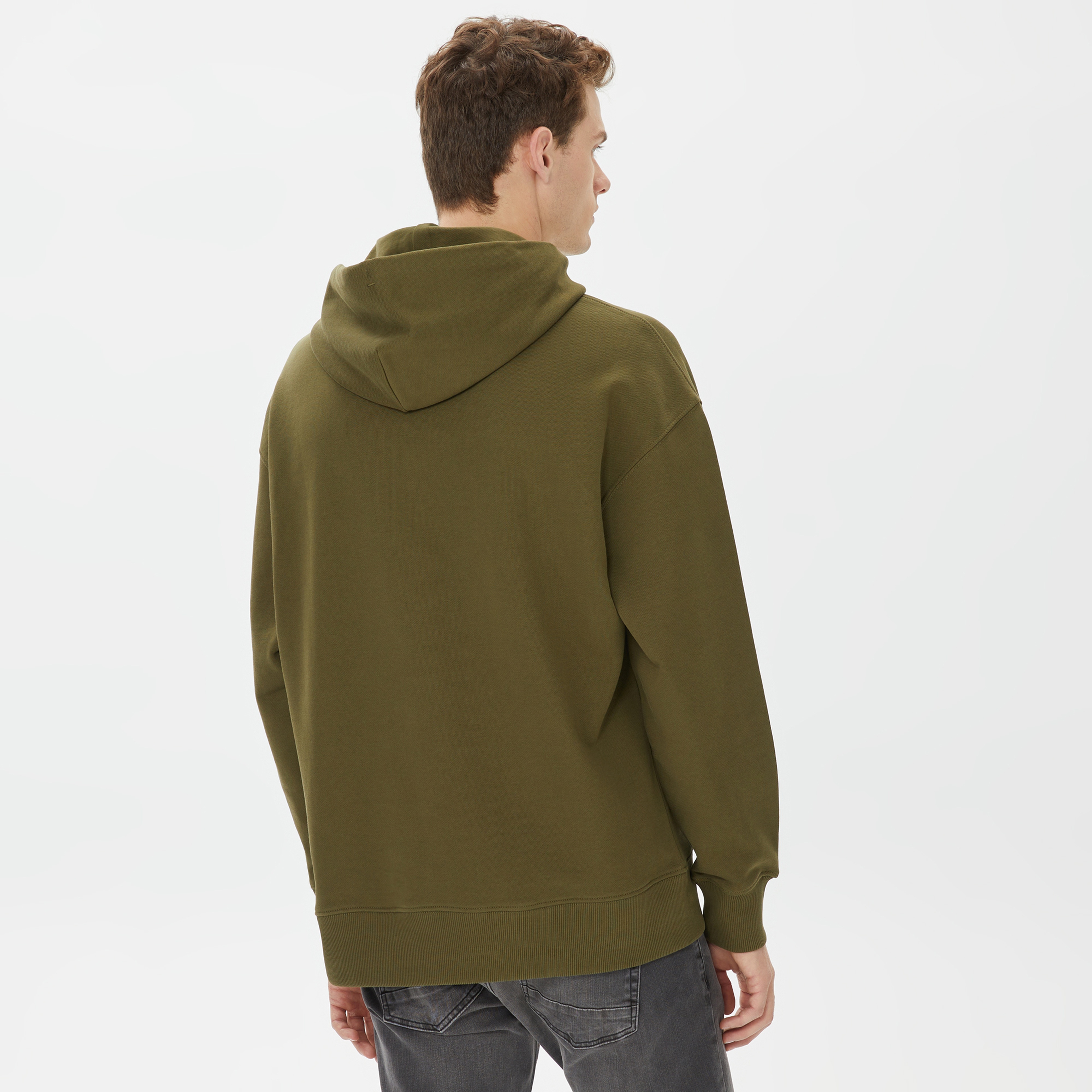 Tommy Hilfiger Relax Badge Hoodie Erkek Yeşil Sweatshirt