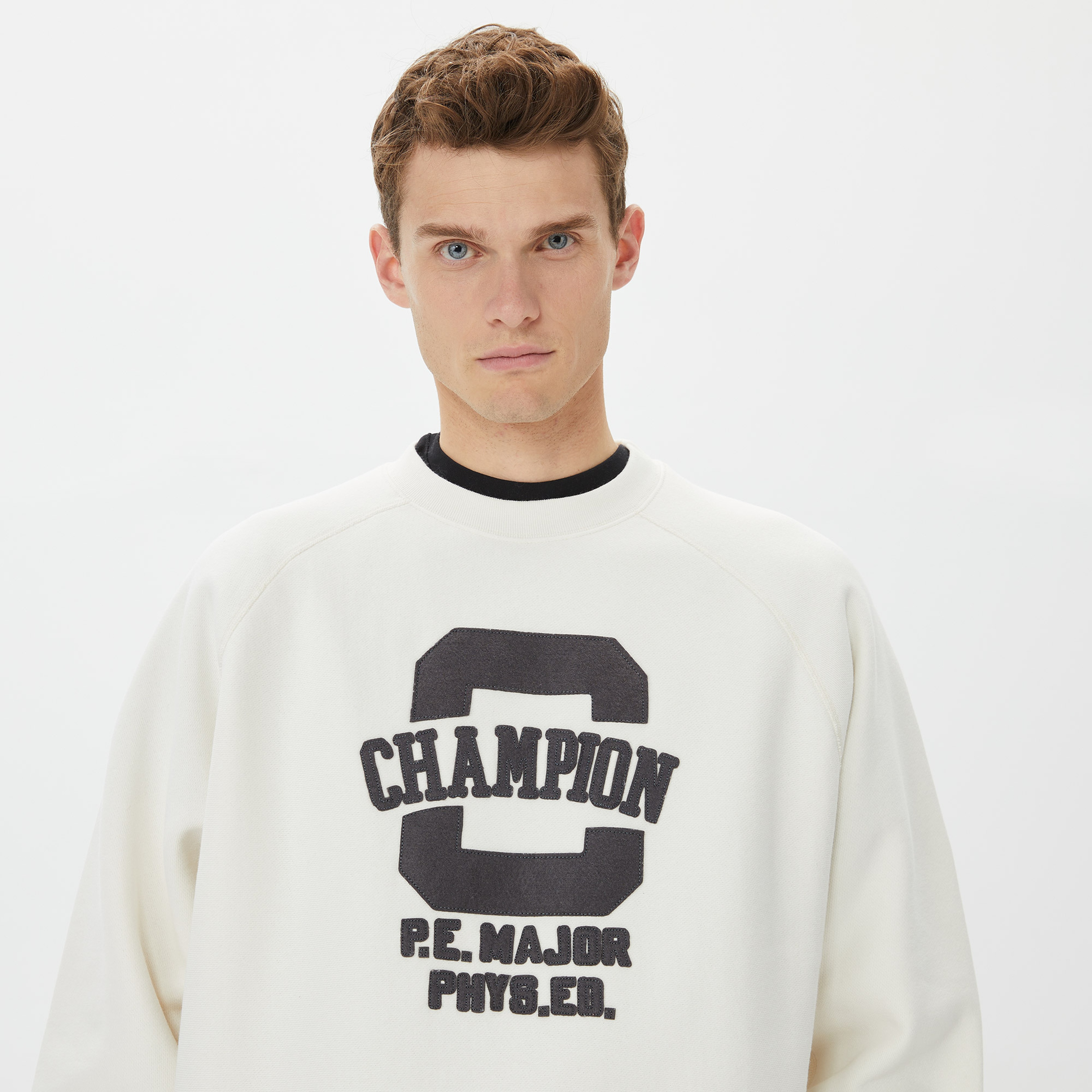 Champion Crewneck Erkek Beyaz Sweatshirt