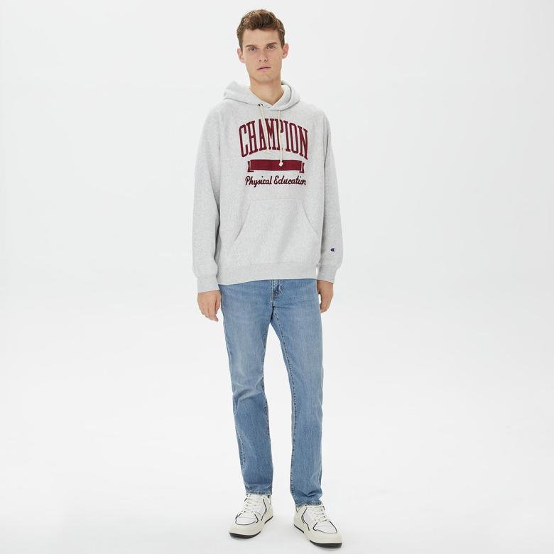 Champion Hooded Erkek Gri Sweatshirt