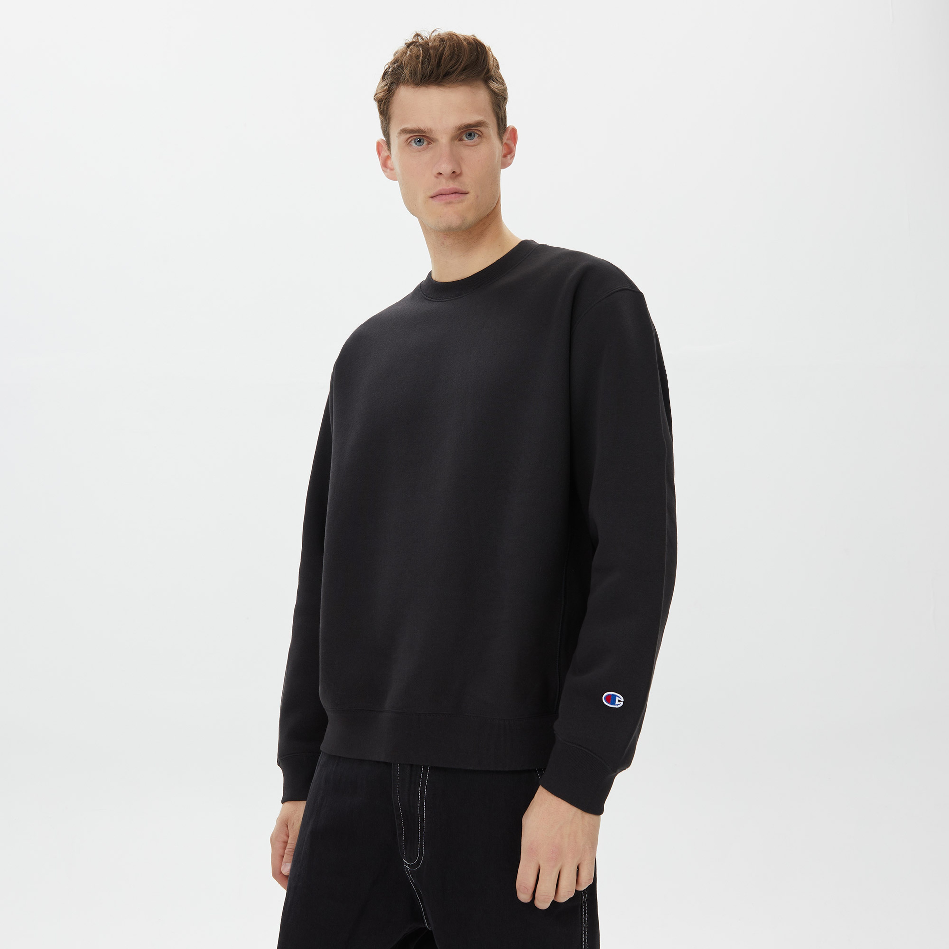Champion Crewneck Erkek Siyah Sweatshirt