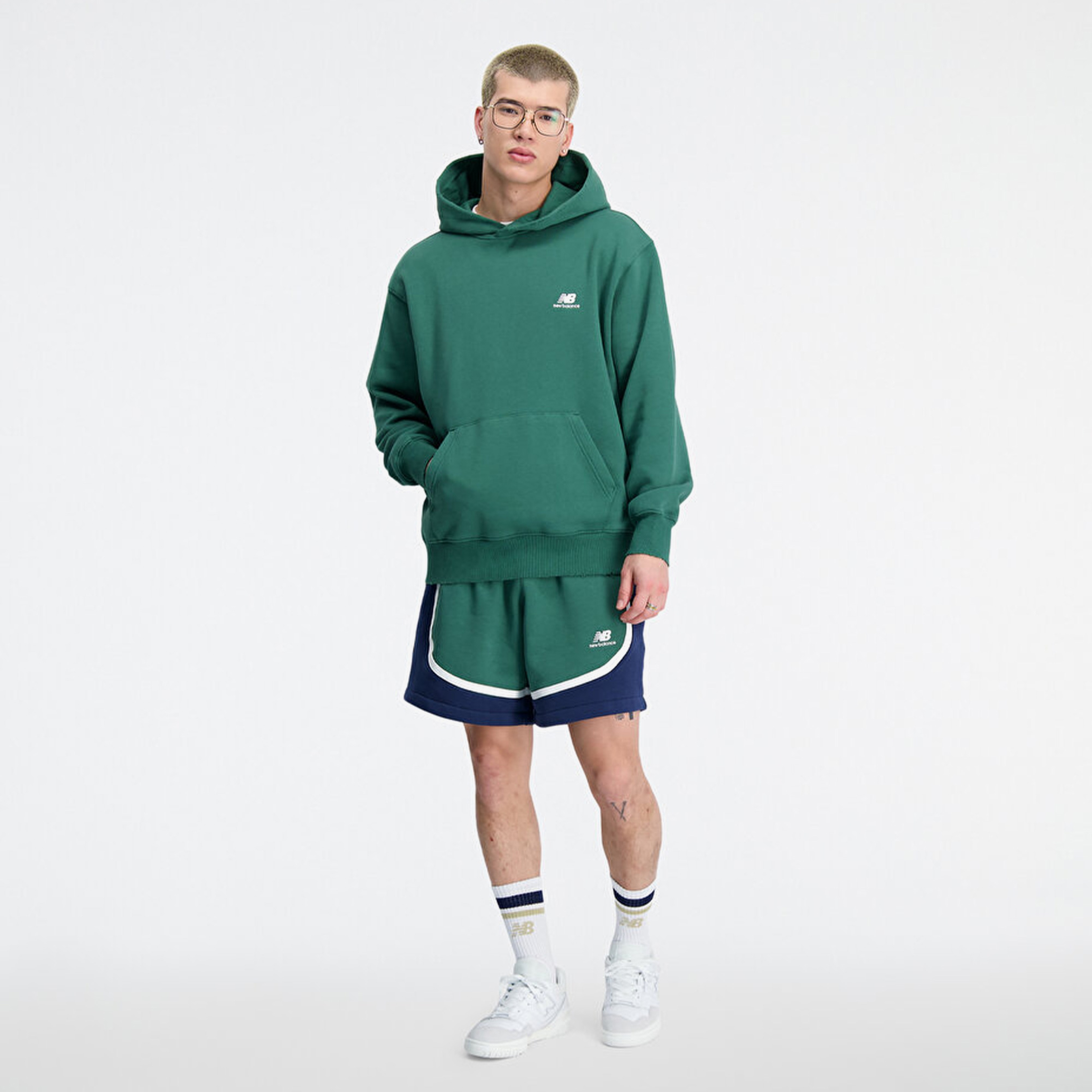 New Balance Hoops Fleece Erkek Yeşil Hoodie