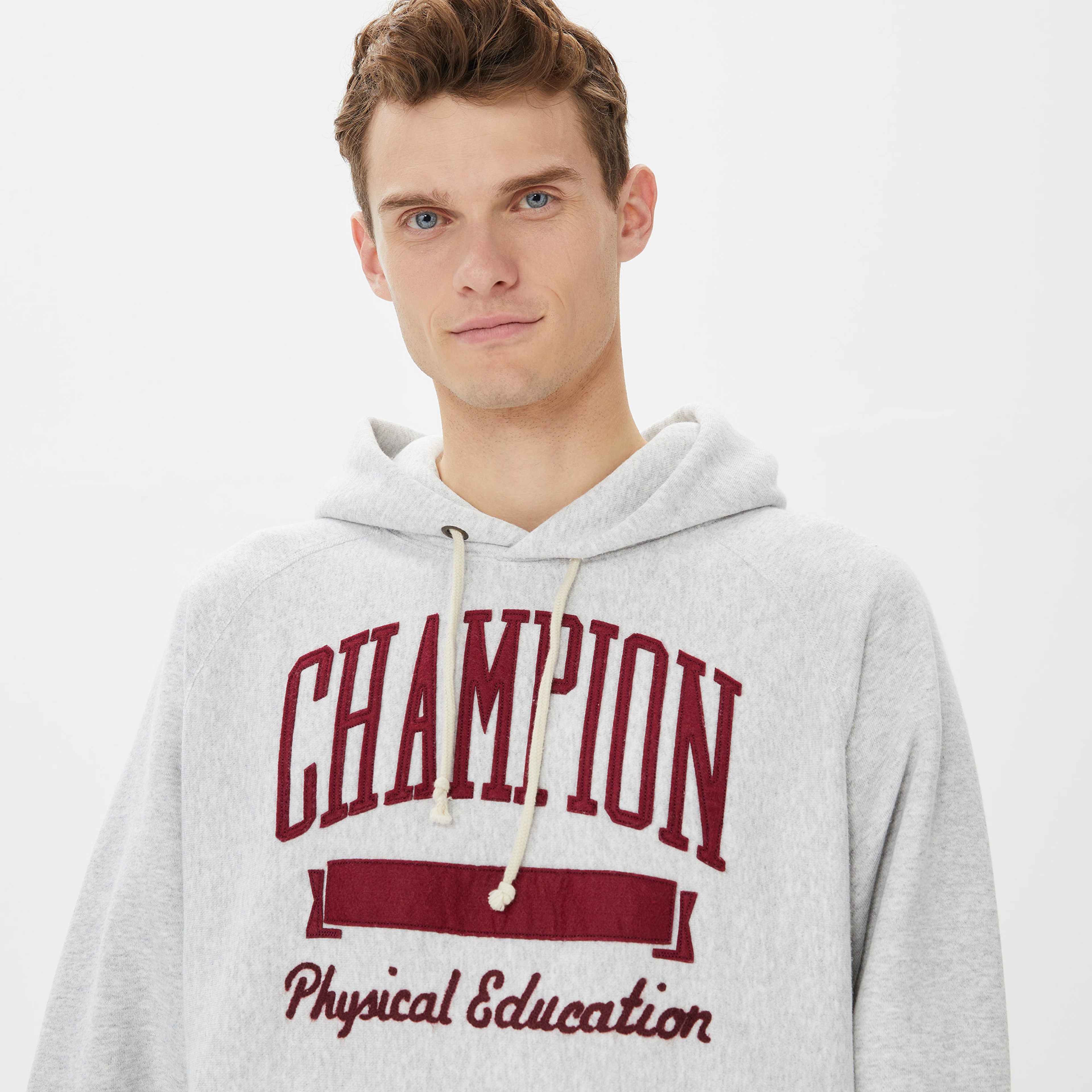 Champion Hooded Erkek Gri Sweatshirt