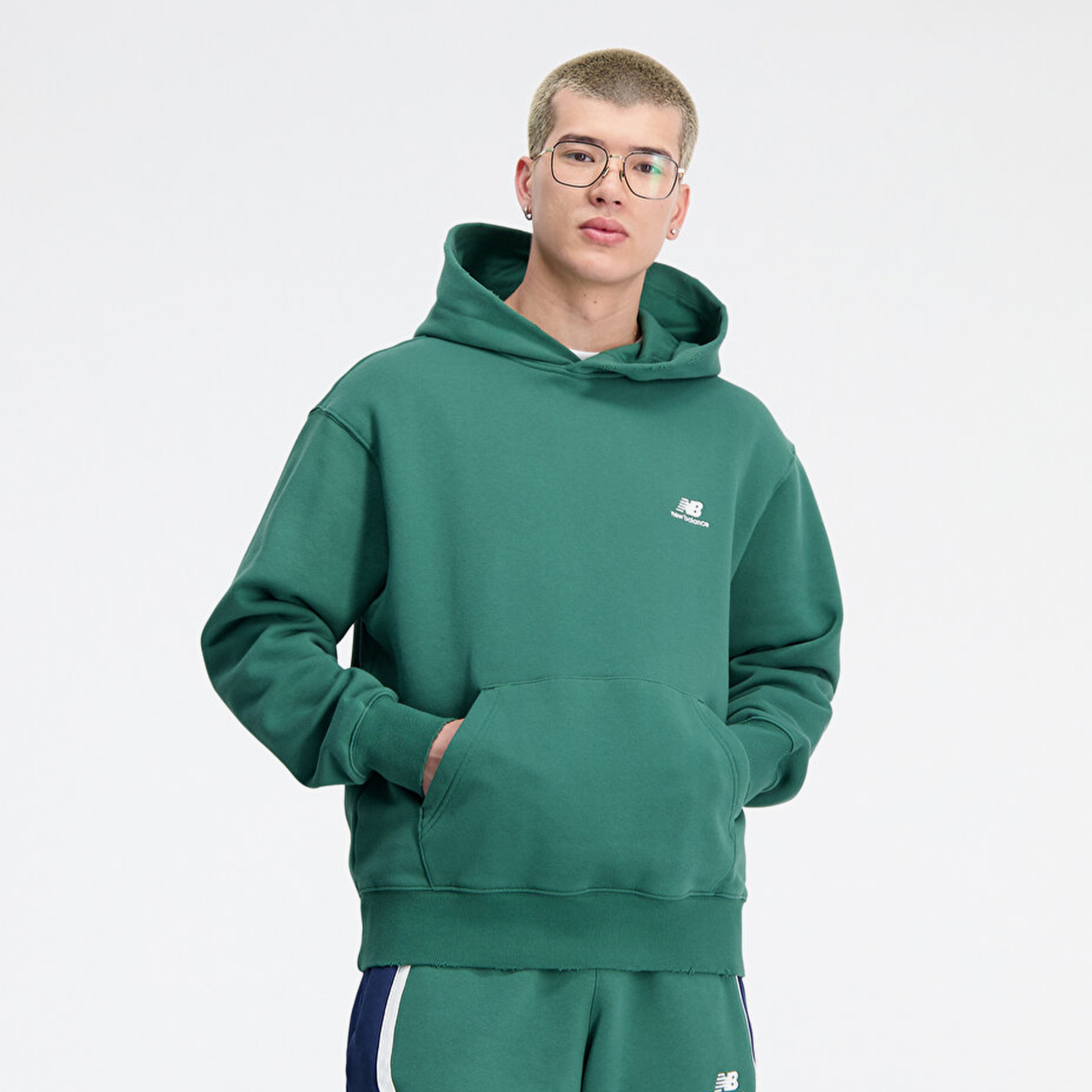 New Balance Hoops Fleece Erkek Yeşil Hoodie