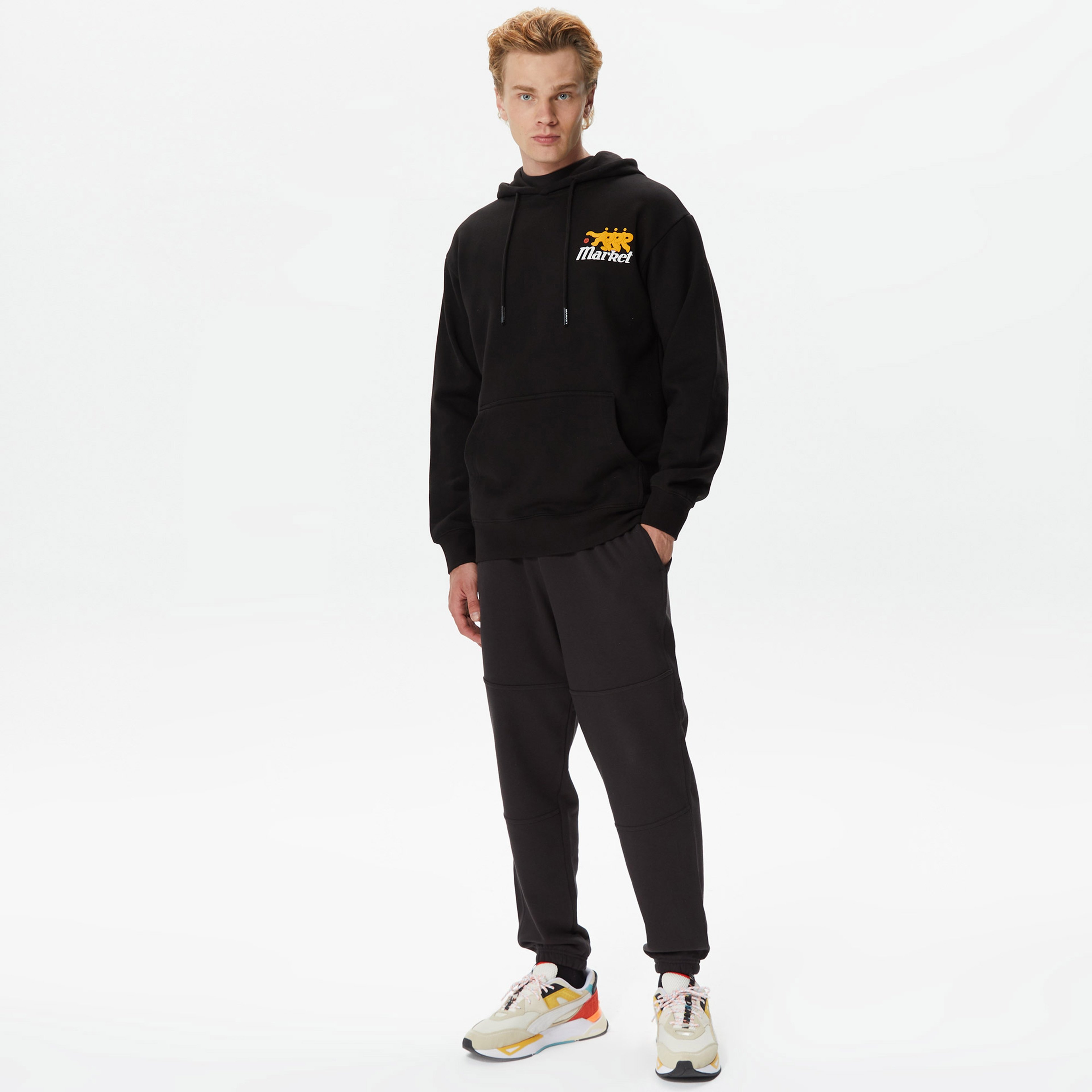 Market Morning Pick Up Mesh Erkek Siyah Hoodie