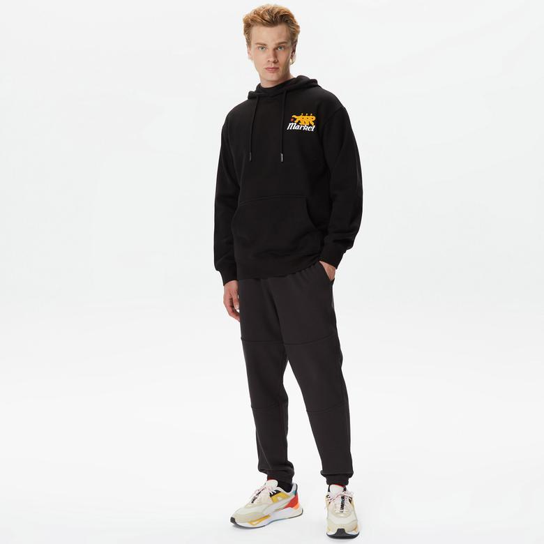 Market Morning Pick Up Mesh Erkek Siyah Hoodie