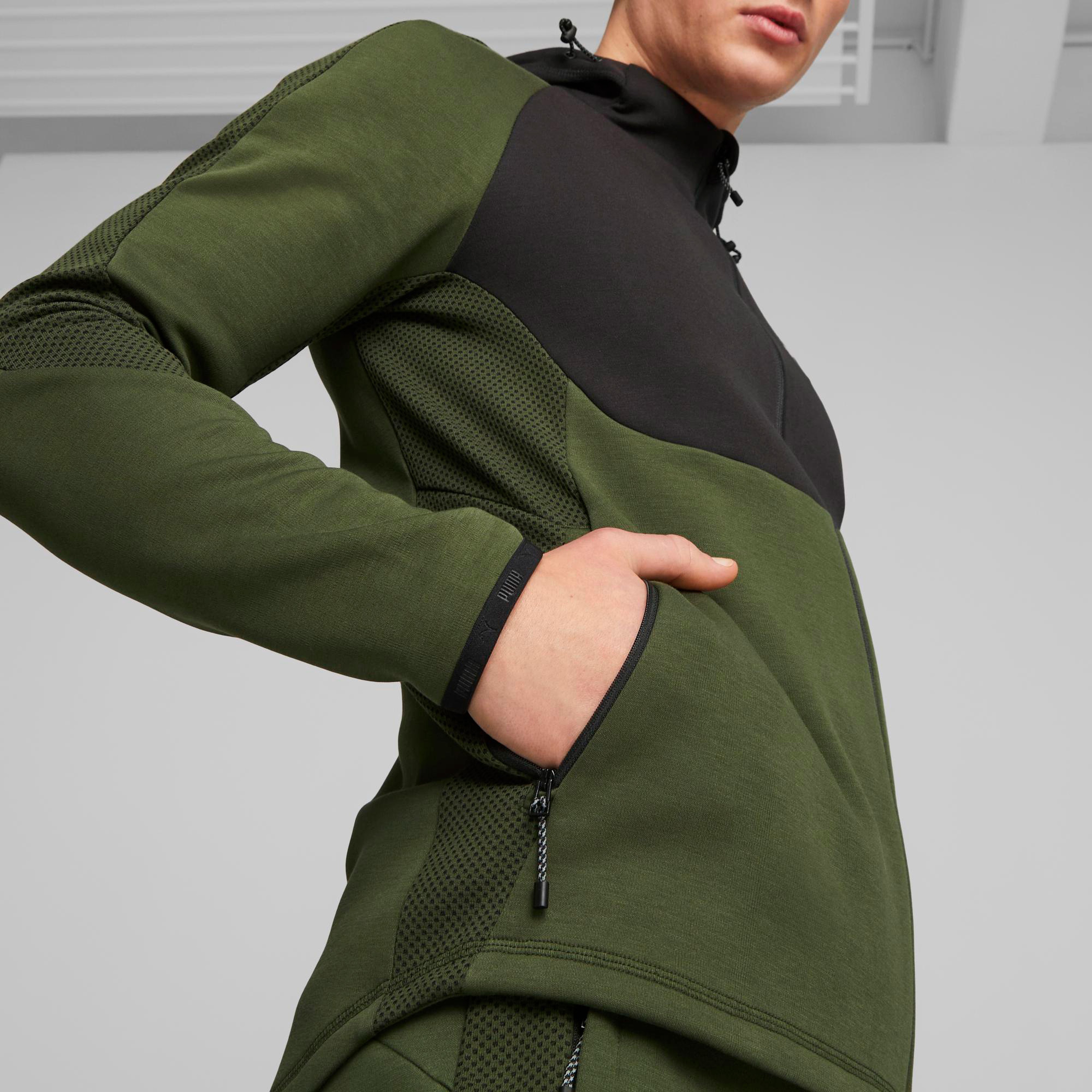 Puma Evostrıpe Full-Zıp Erkek Yeşil Günlük Sweatshirt