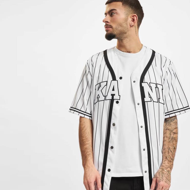 Karl Kani Serif Pinstripe Baseball Erkek Siyah/Beyaz Gömlek