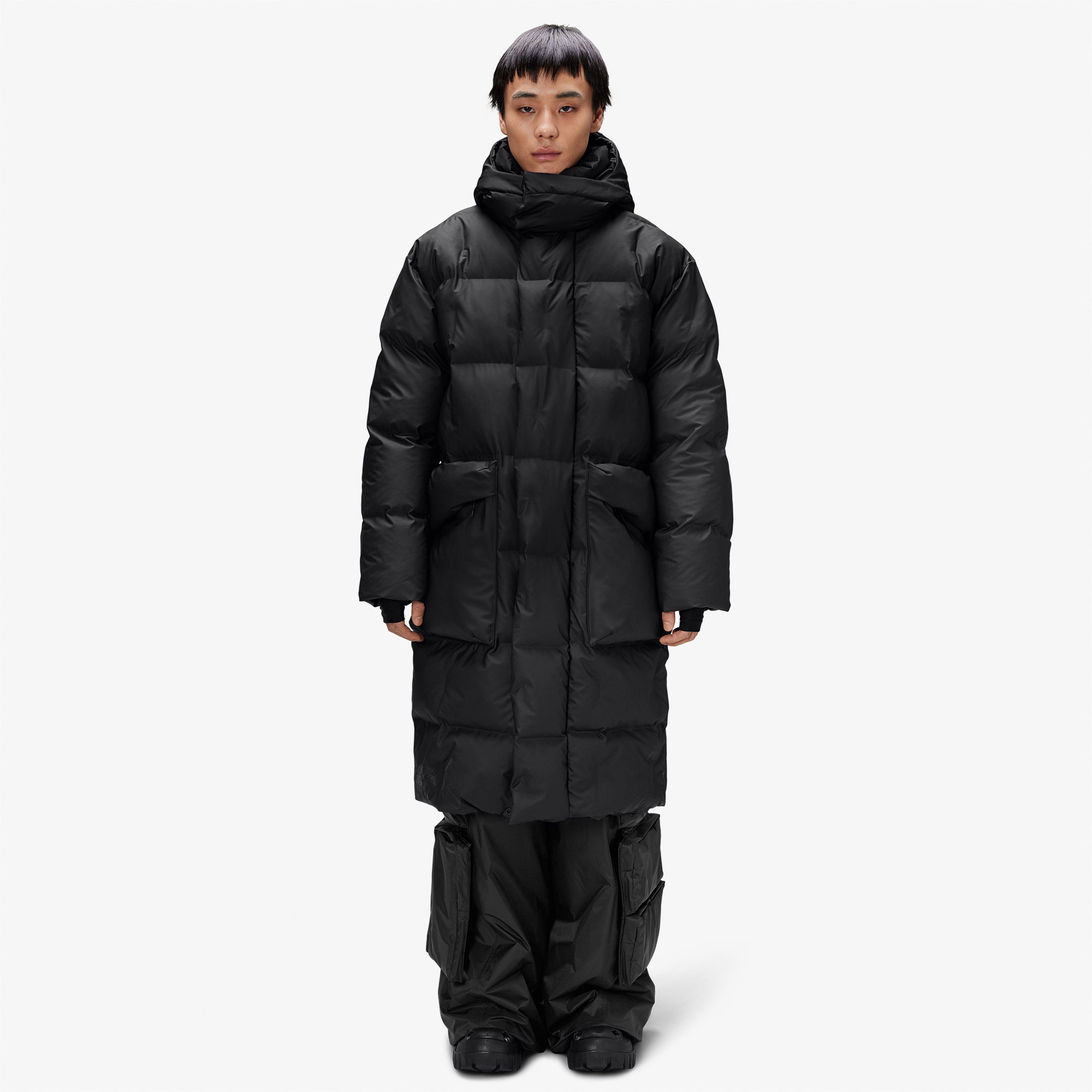 Rains Alta Long Puffer Erkek Siyah Mont