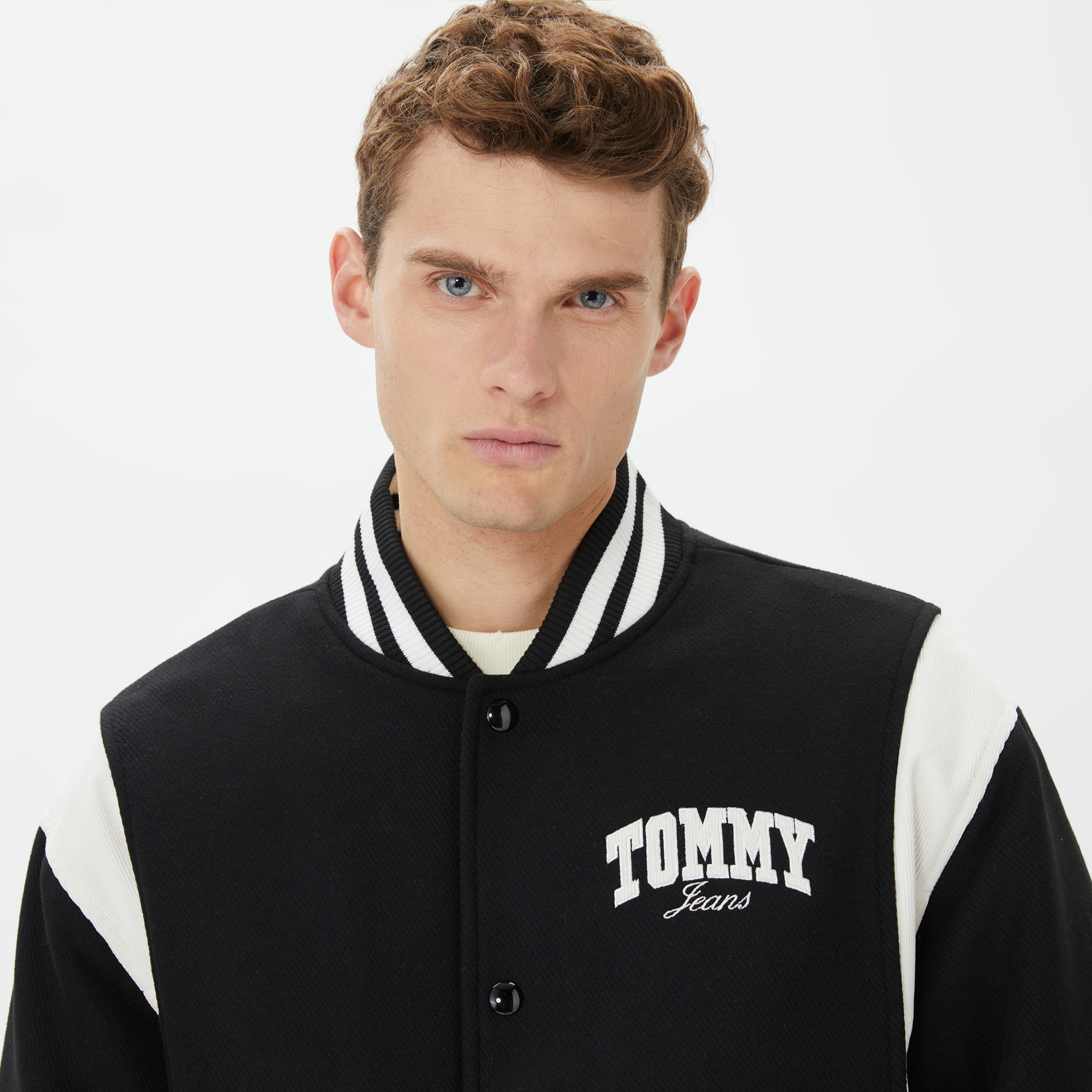 Tommy Hilfiger Cord Wool Mix Letterman Erkek Siyah Ceket