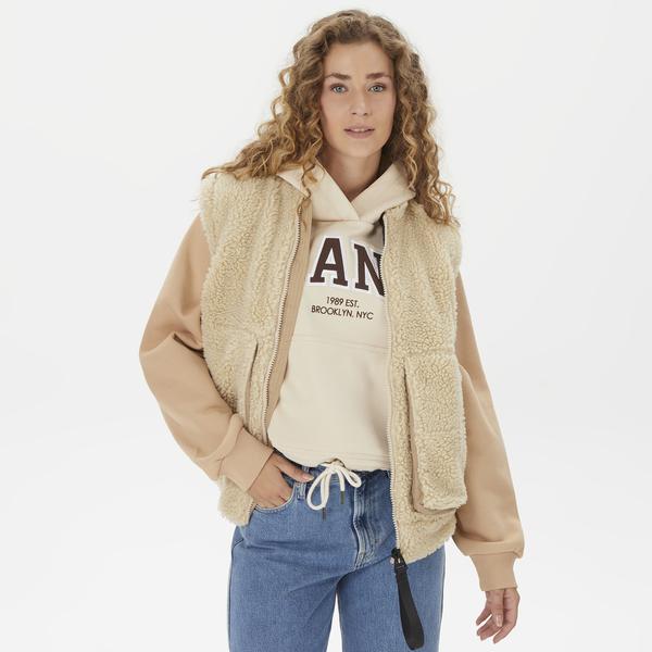 Rains Kofu Fleece Bomber Kadın Bej Yelek