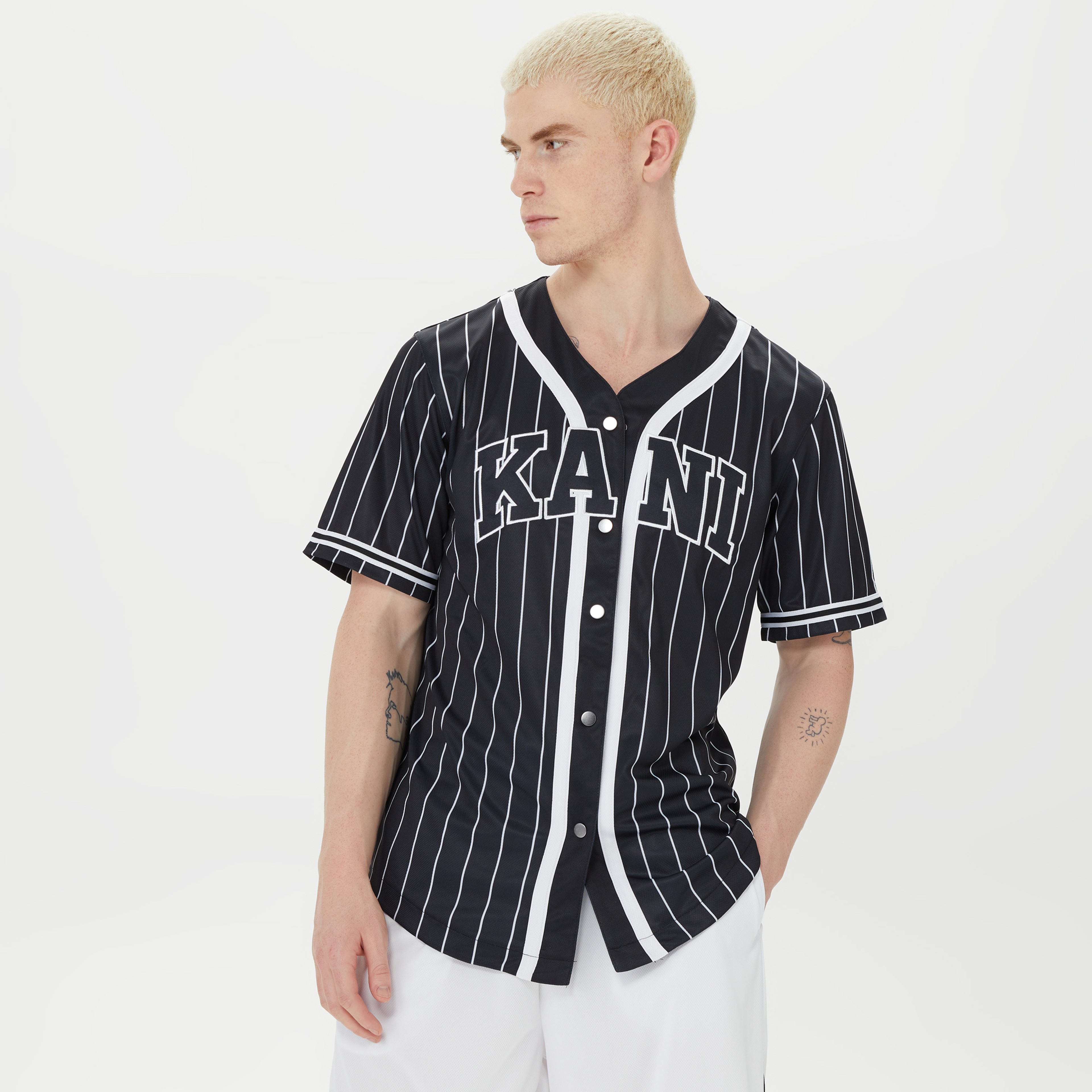 Karl Kani Serif Pinstripe Baseball Erkek Siyah Gömlek