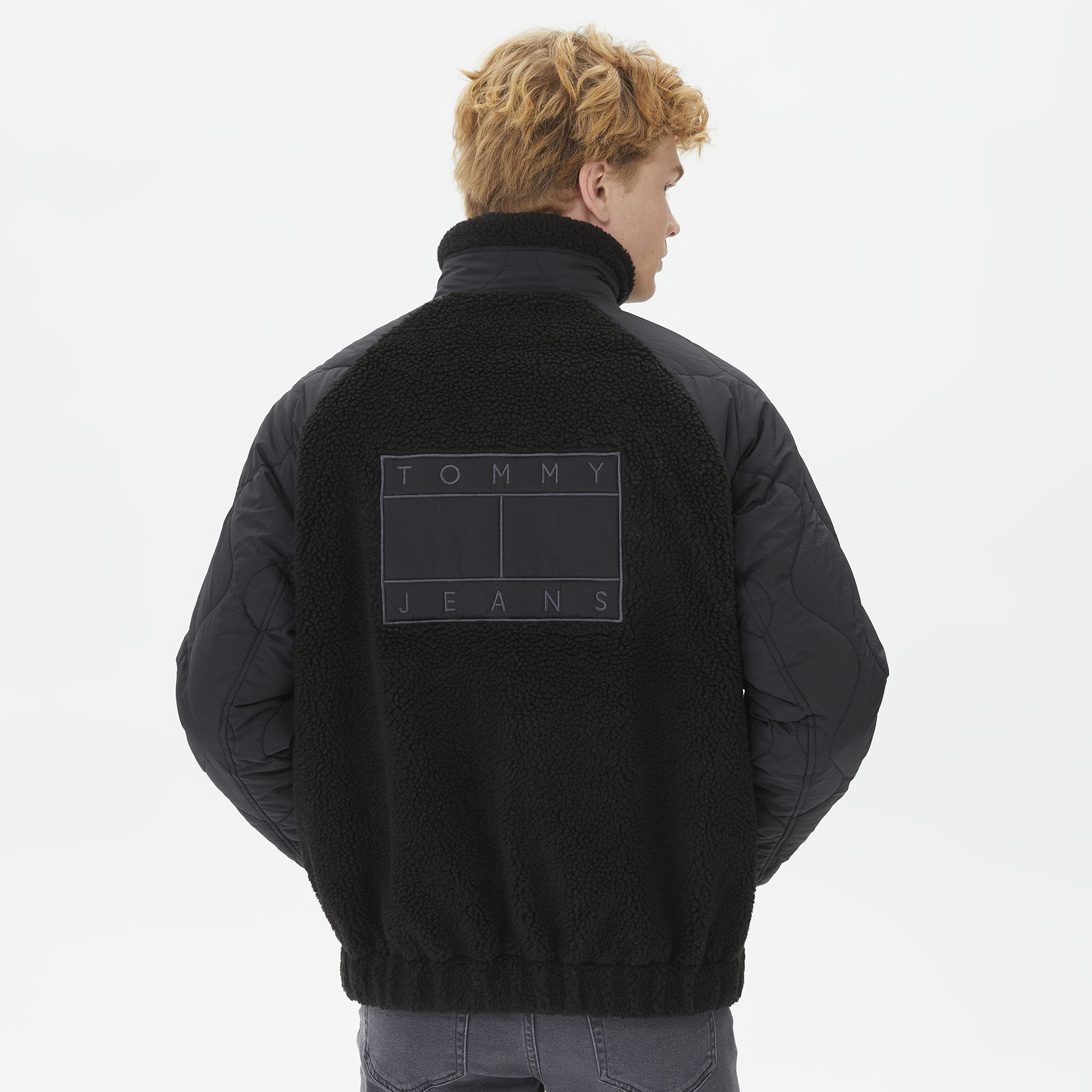 Tommy Hilfiger Mix Media Sherpa Erkek Siyah Ceket