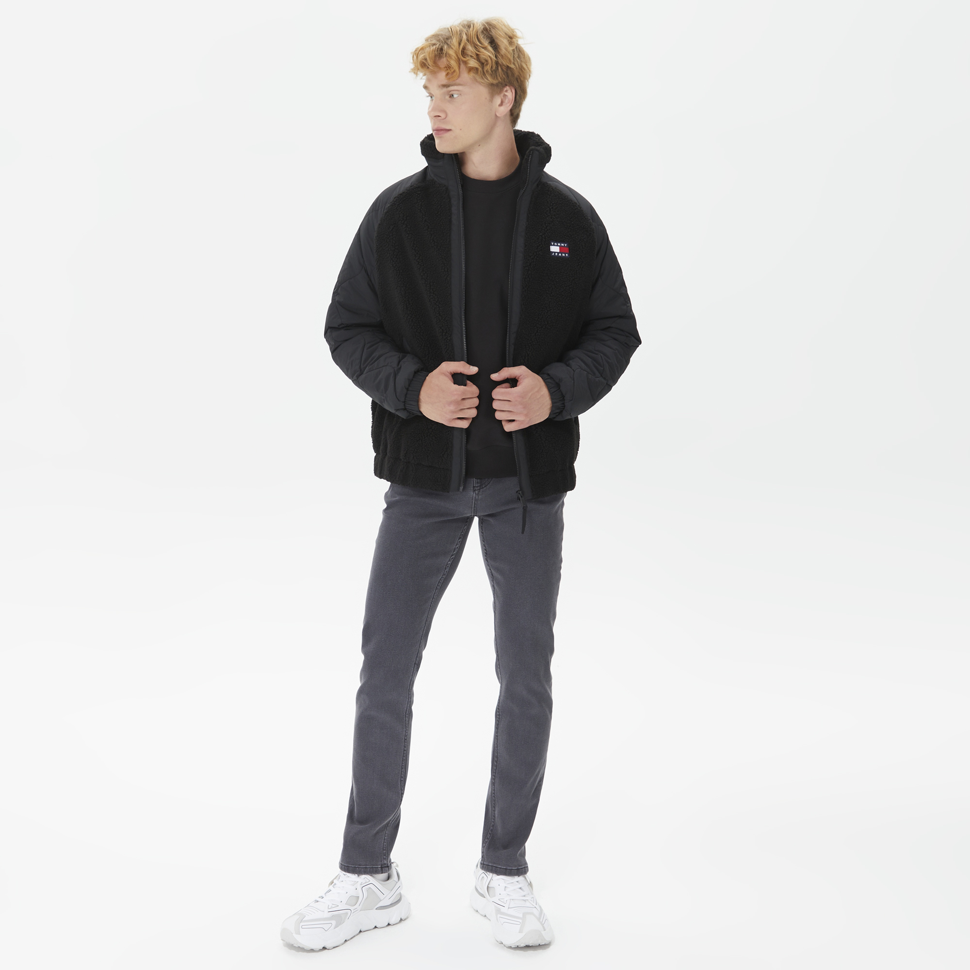 Tommy Hilfiger Mix Media Sherpa Erkek Siyah Ceket