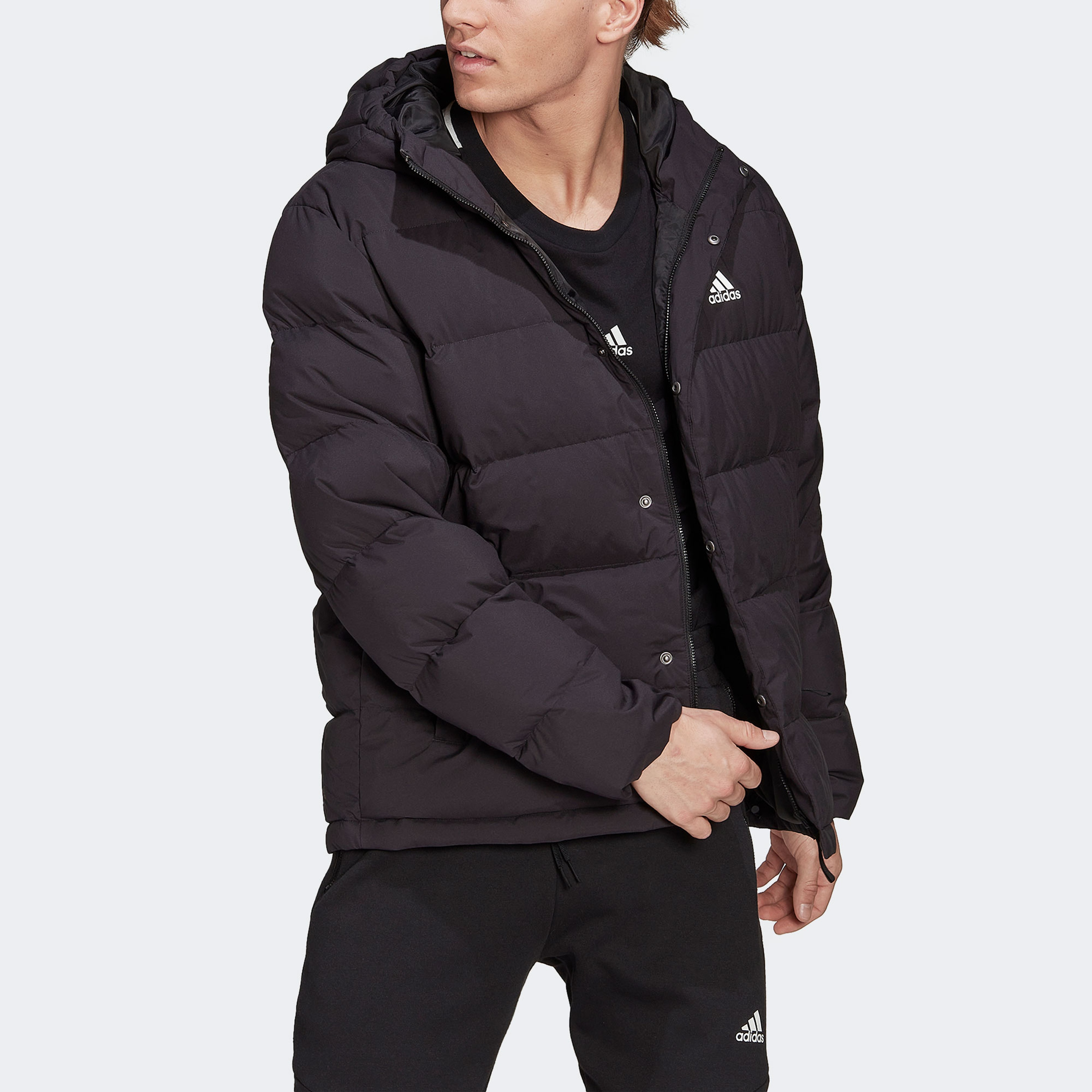 Adidas Helionic Erkek Siyah Dolgulu Kapüşonlu Mont