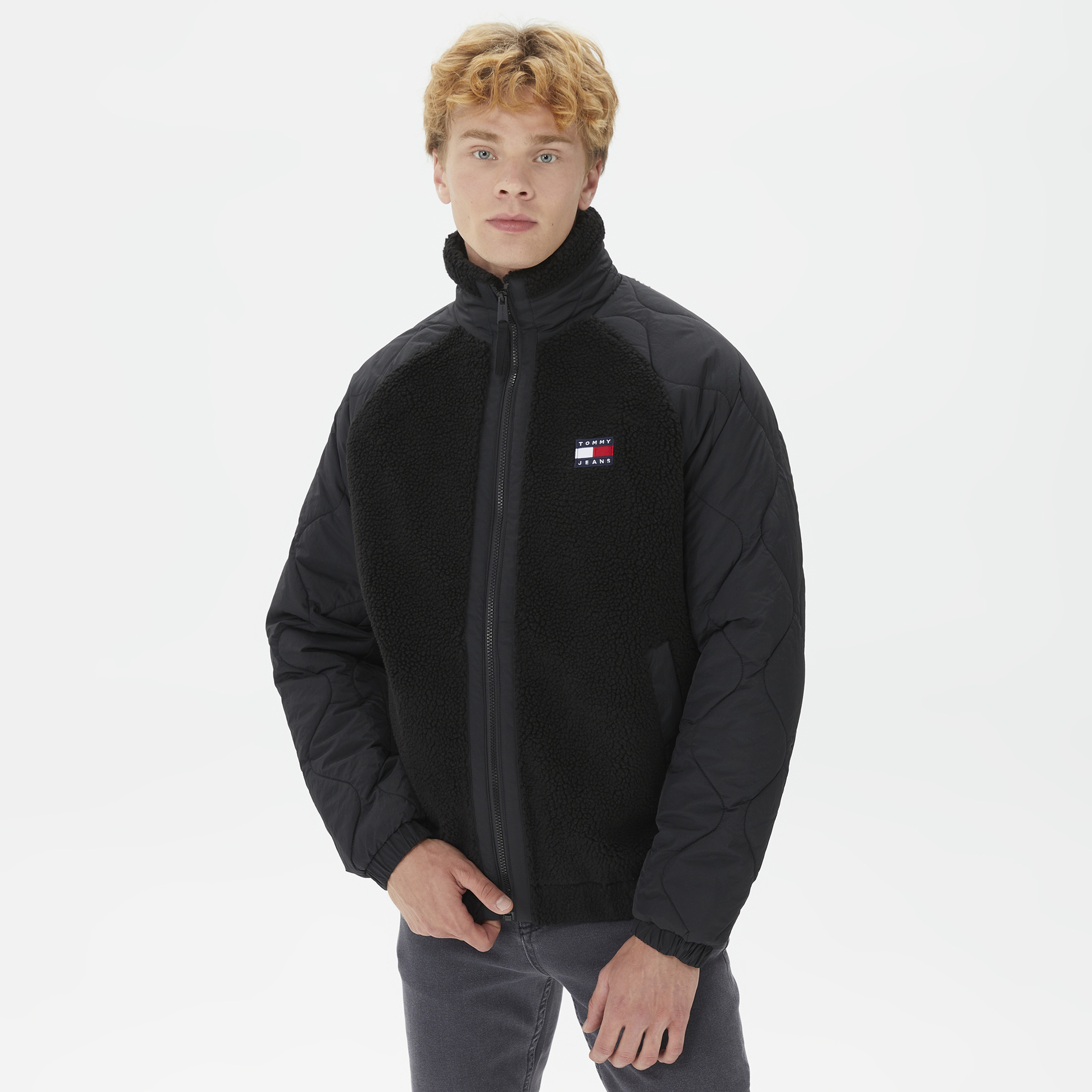 Tommy Hilfiger Mix Media Sherpa Erkek Siyah Ceket