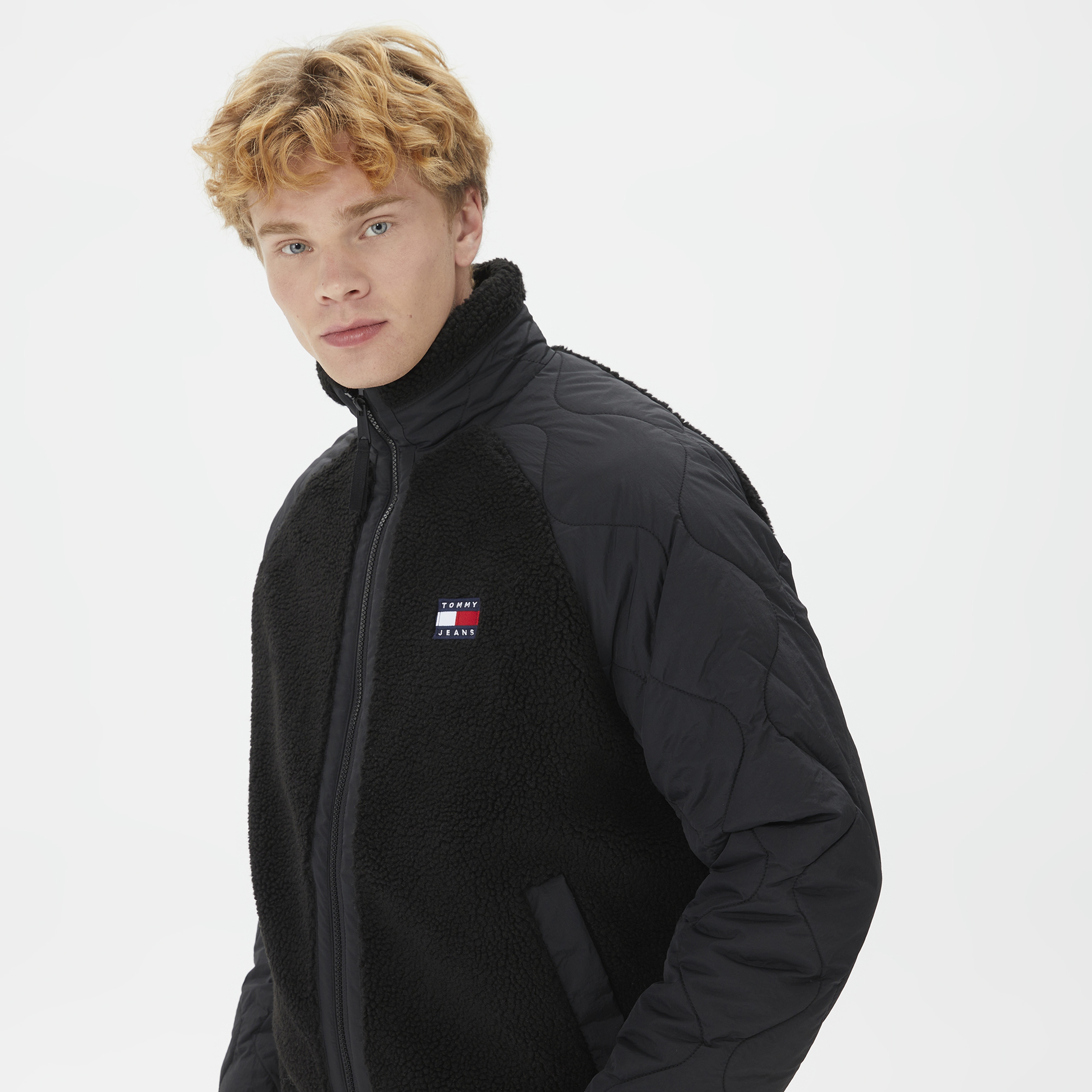 Tommy Hilfiger Mix Media Sherpa Erkek Siyah Ceket