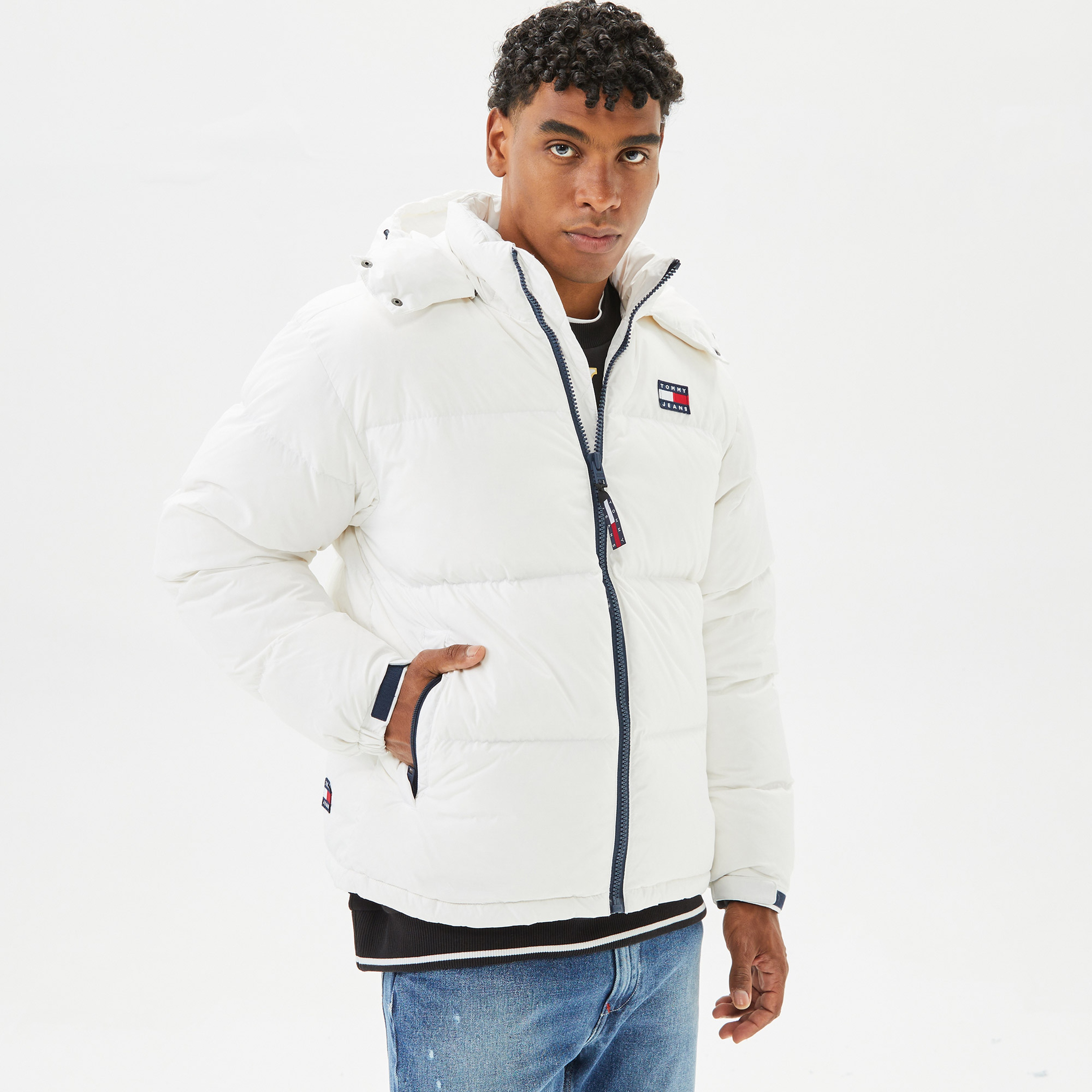 Tommy Hilfiger Alaska Puffer Erkek Beyaz Mont