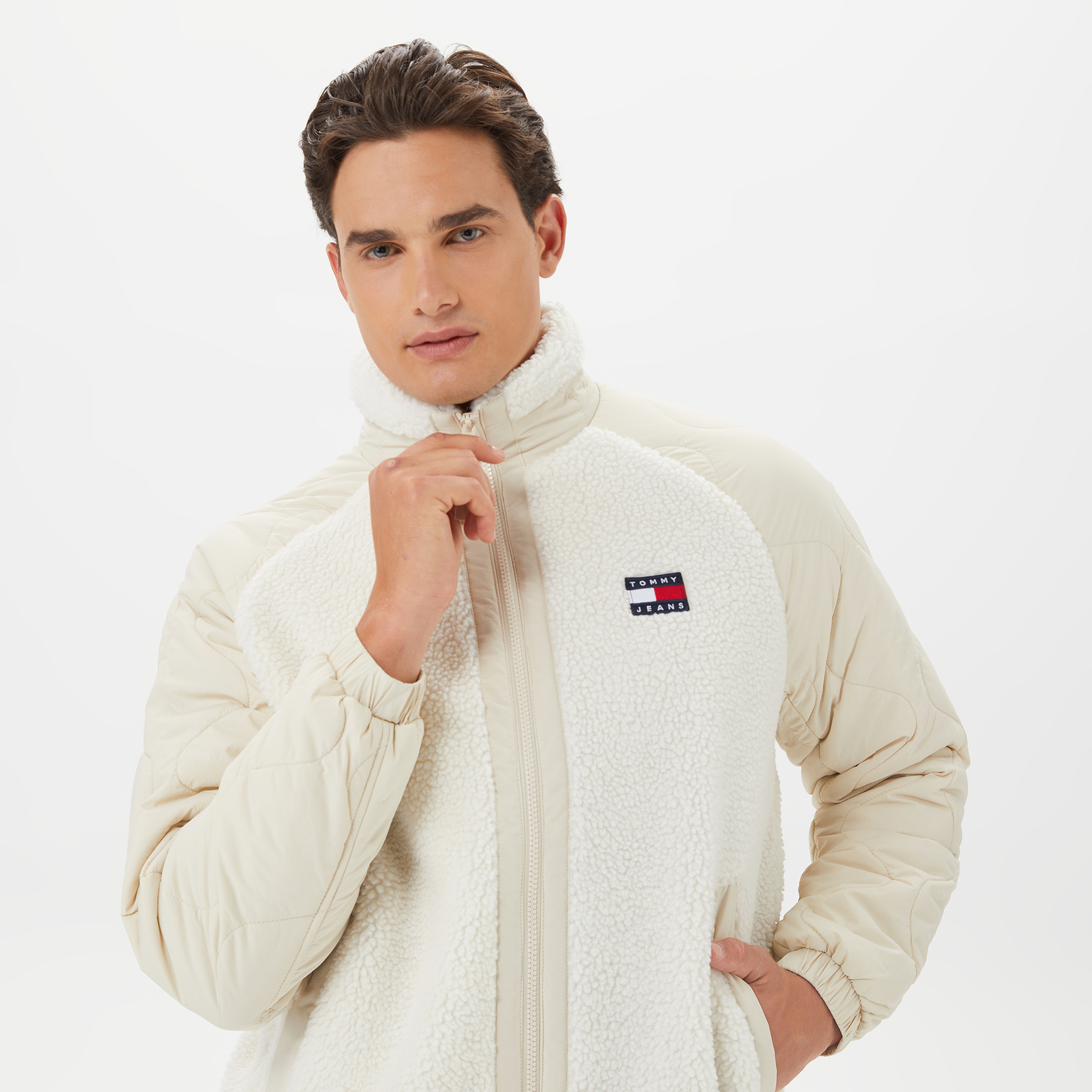 Tommy Hilfiger Mix Media Sherpa Erkek Beyaz CeketLDM0DM17236| Occasion