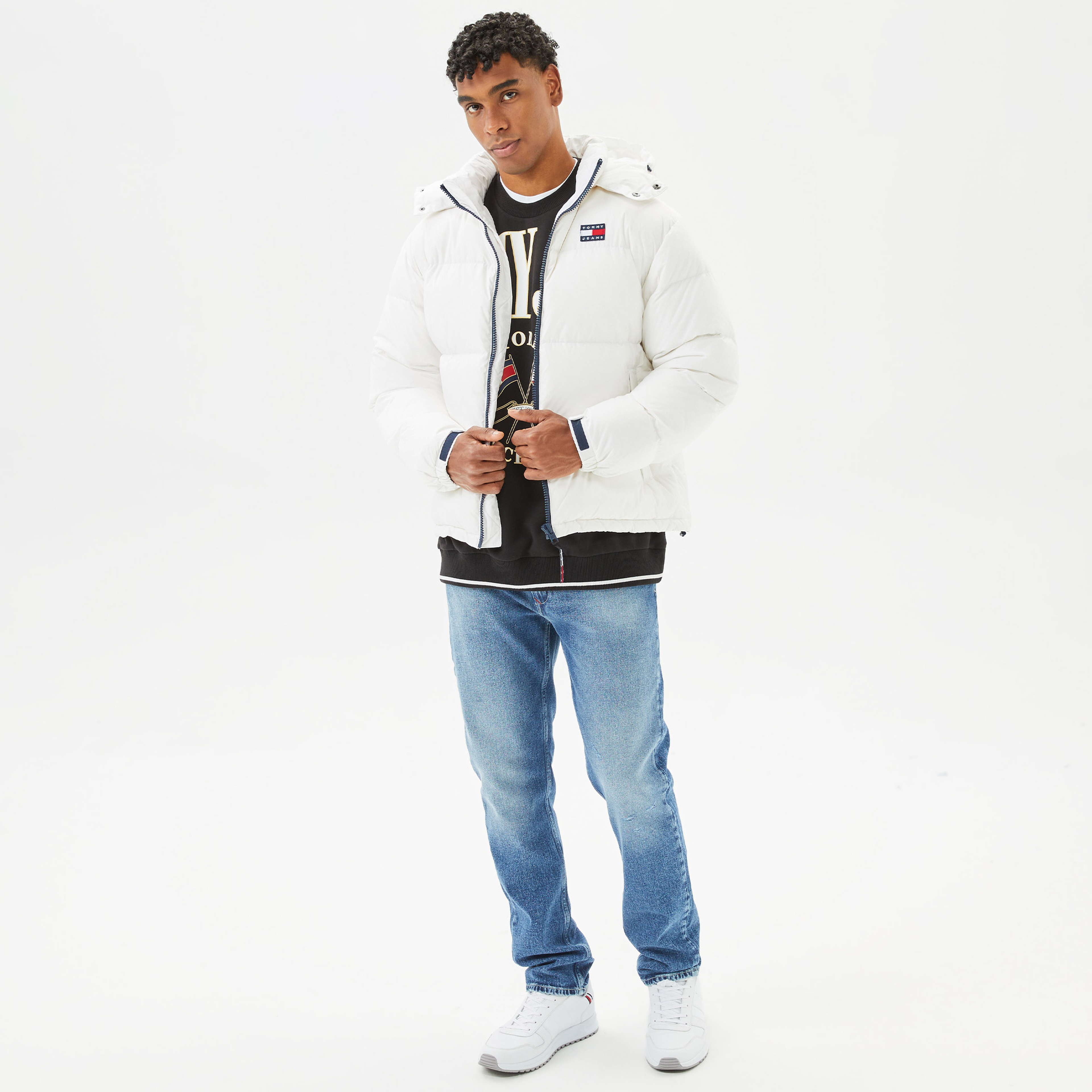 Tommy Hilfiger Alaska Puffer Erkek Beyaz Mont