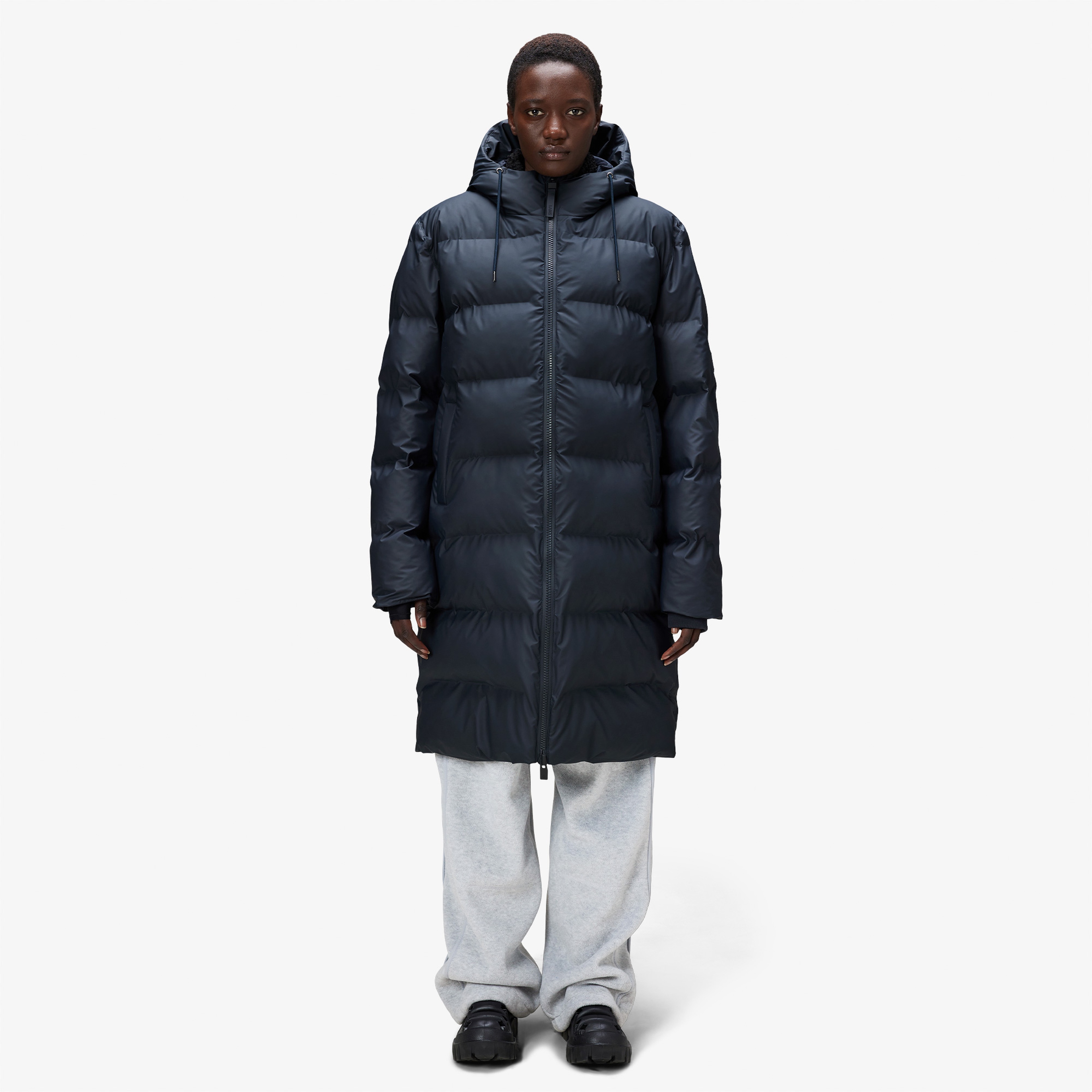 Rains Alta Long Puffer Unisex Lacivert Mont